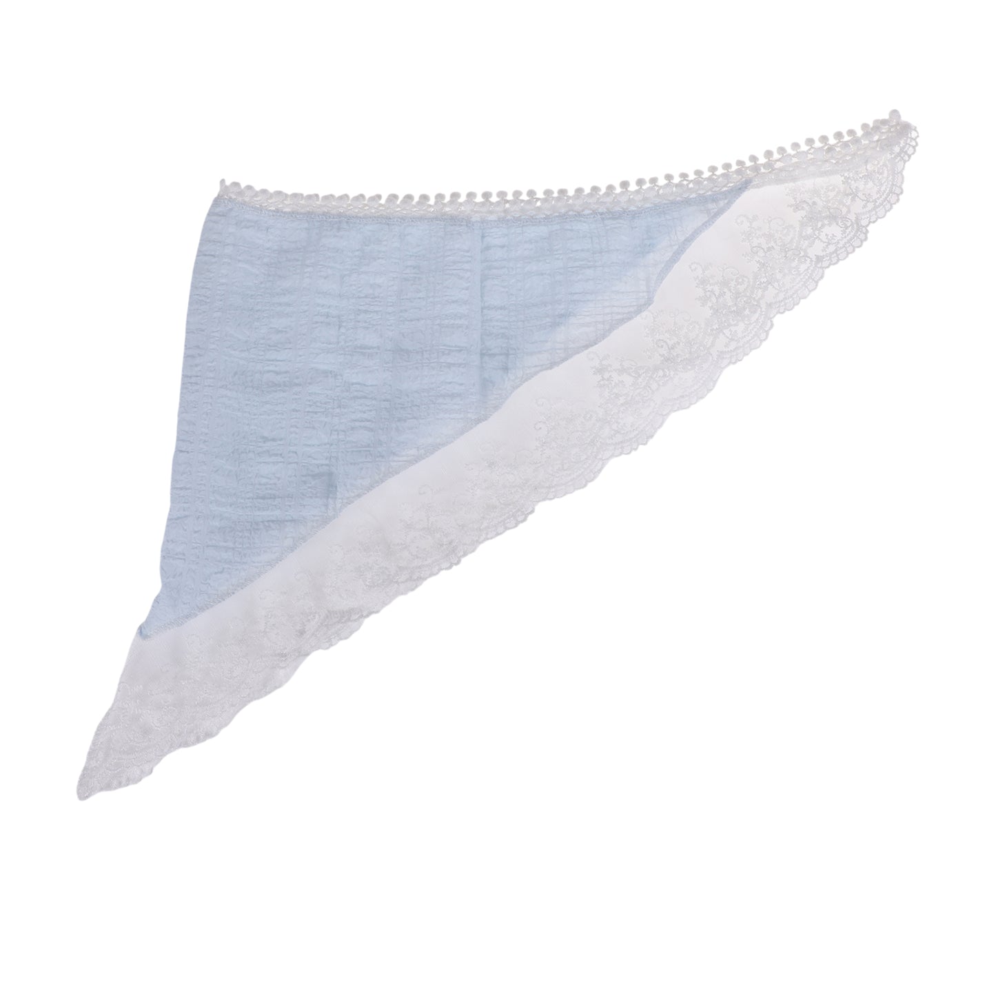 Bandana triangular de encaje francés de color liso para mujer, color azul cielo, 1 unidad