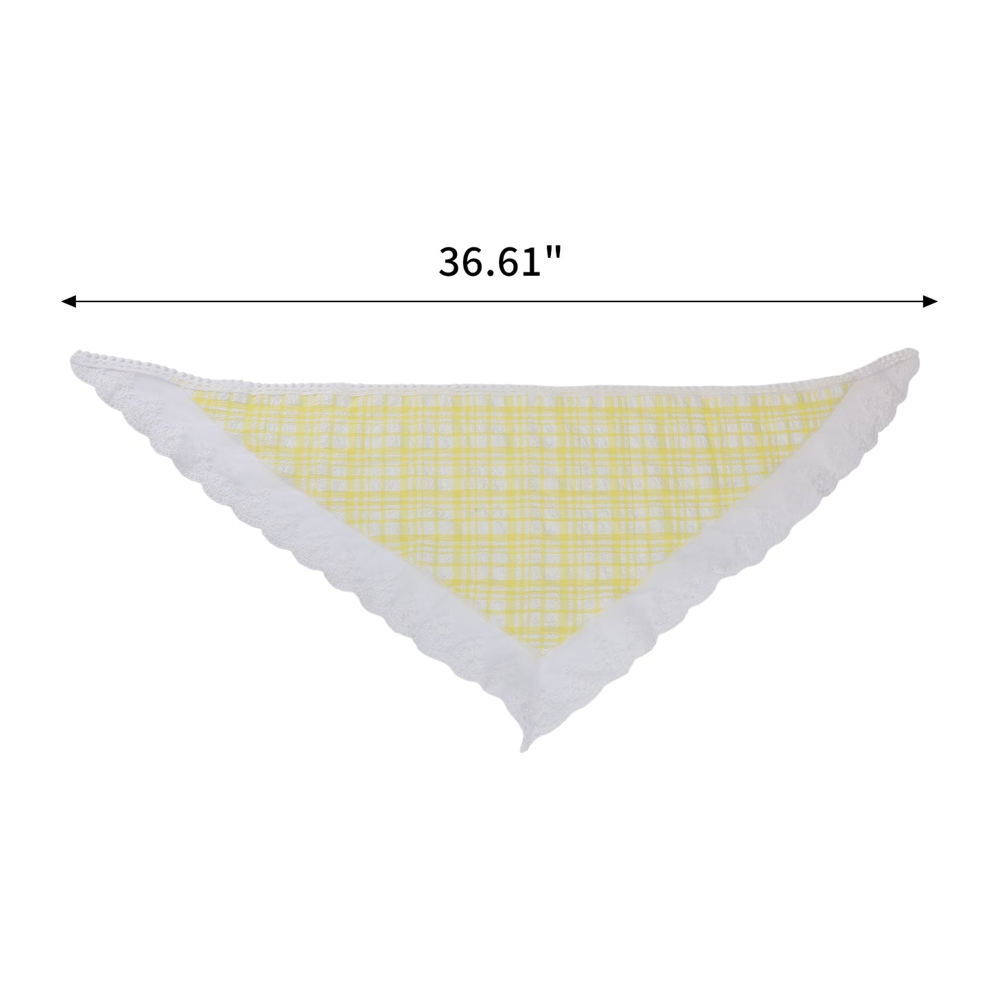 Plaid French Lace Triangle Bandana for Women Yellow White 1 Pc