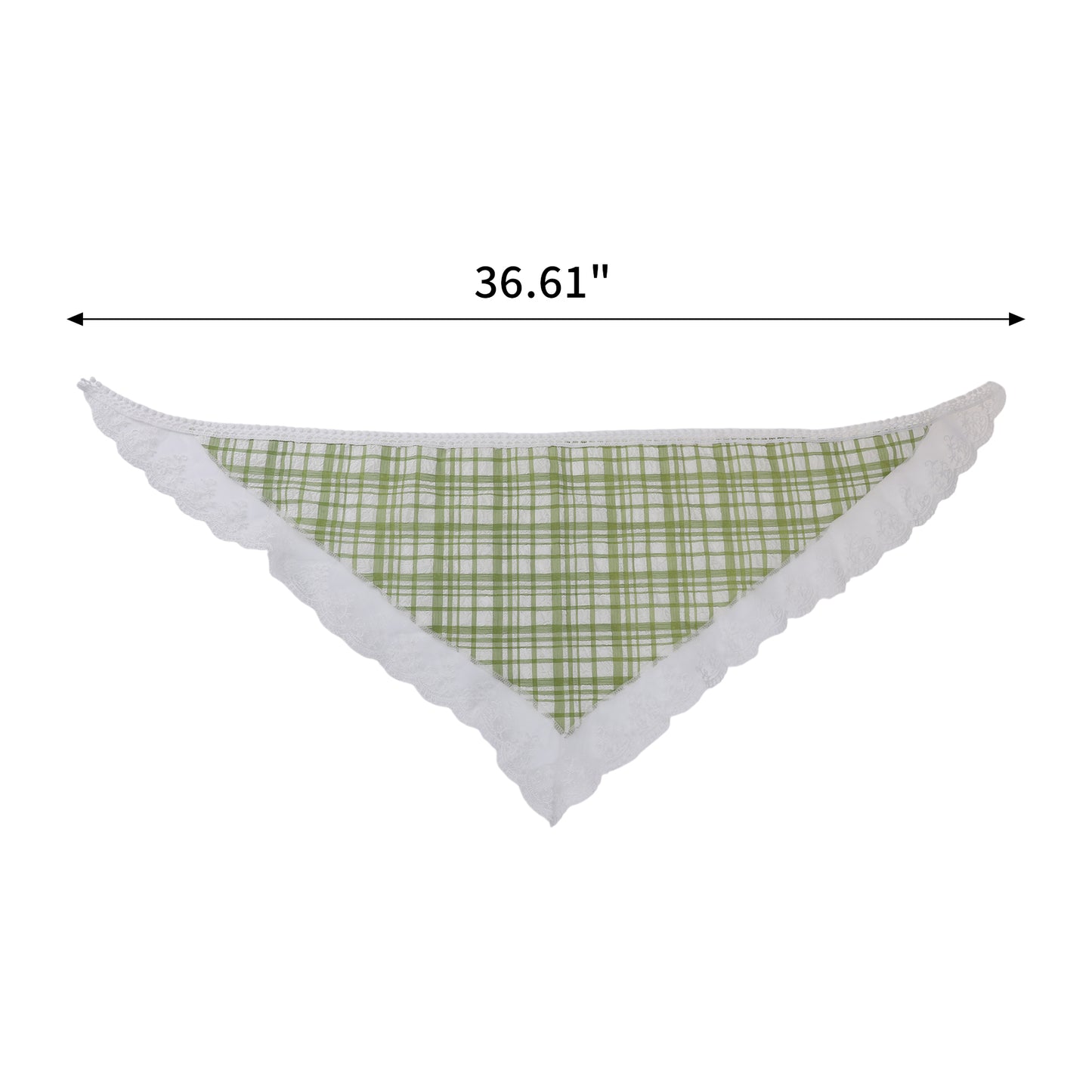 Plaid French Lace Triangle Bandana for Women Green 1 Pc