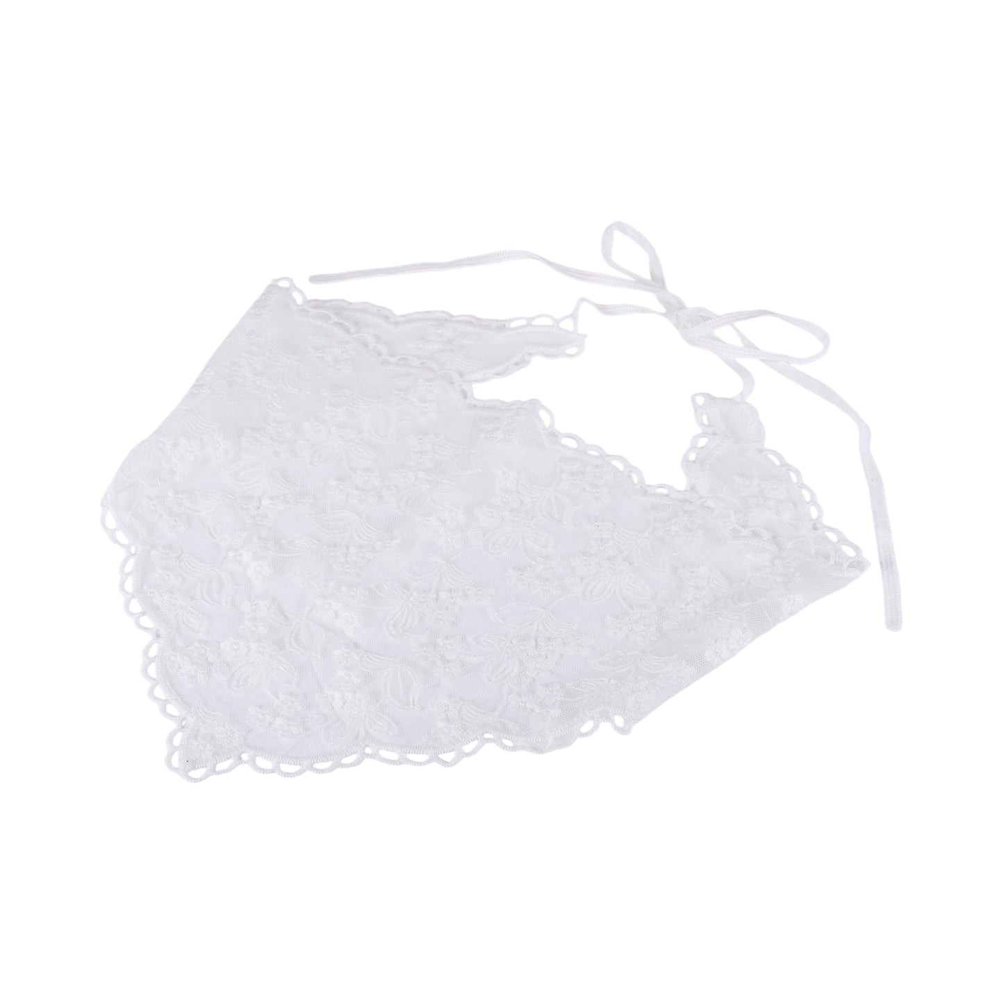 Bandana triangular de encaje francés con flores y nieve para mujer, color blanco, 1 unidad