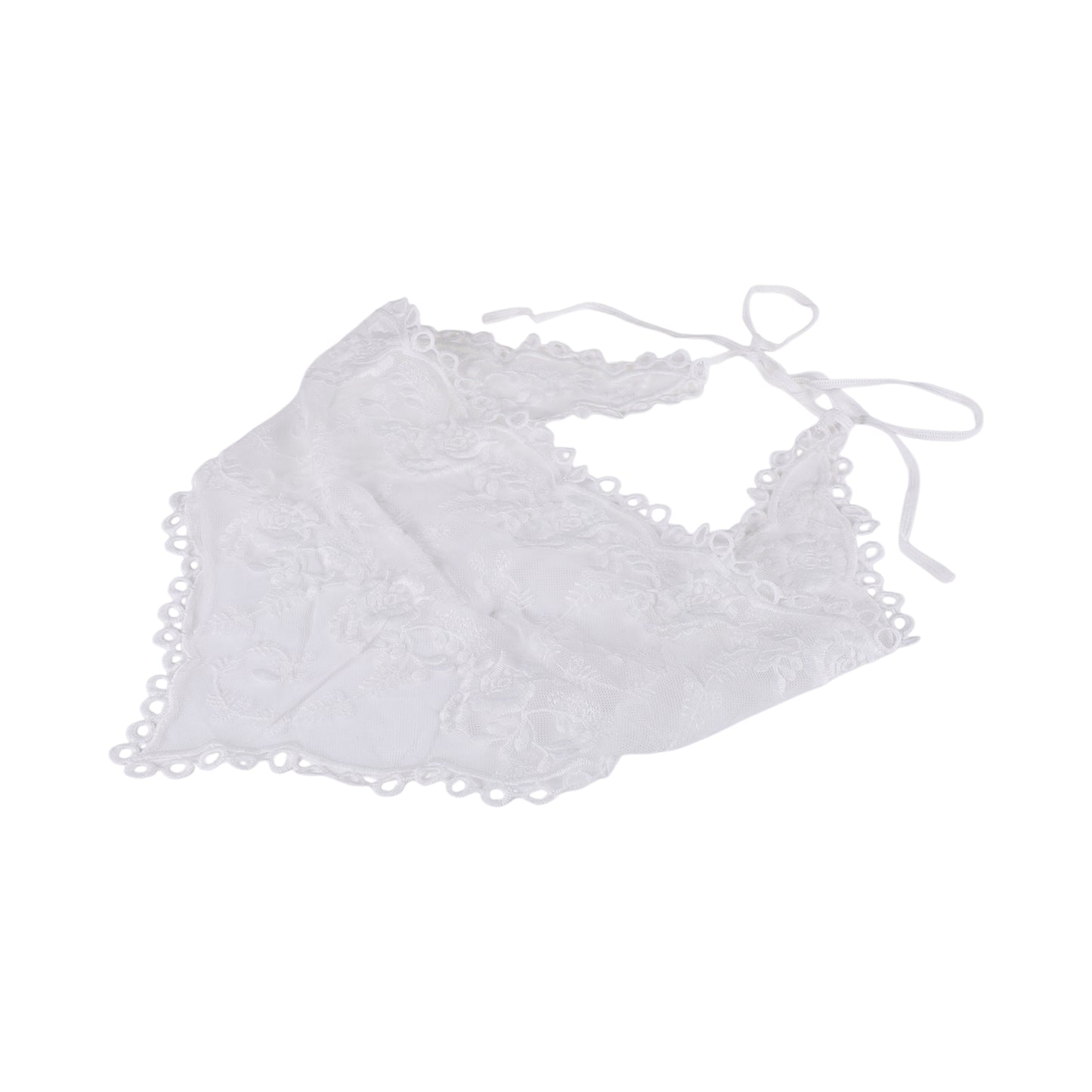 Bandana triangular de encaje francés rosa para mujer, color blanco, 1 unidad