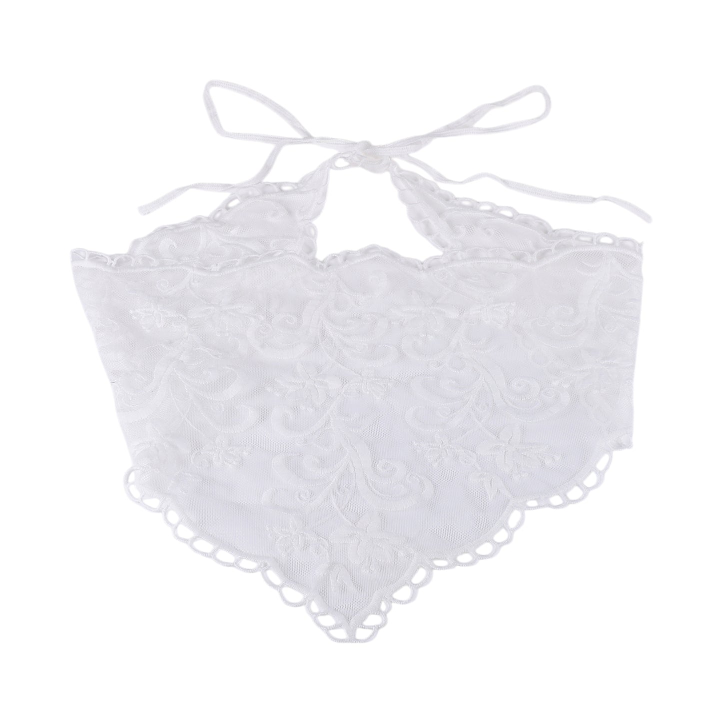 Tree French Lace Triangle Bandana for Women White 1 Pc