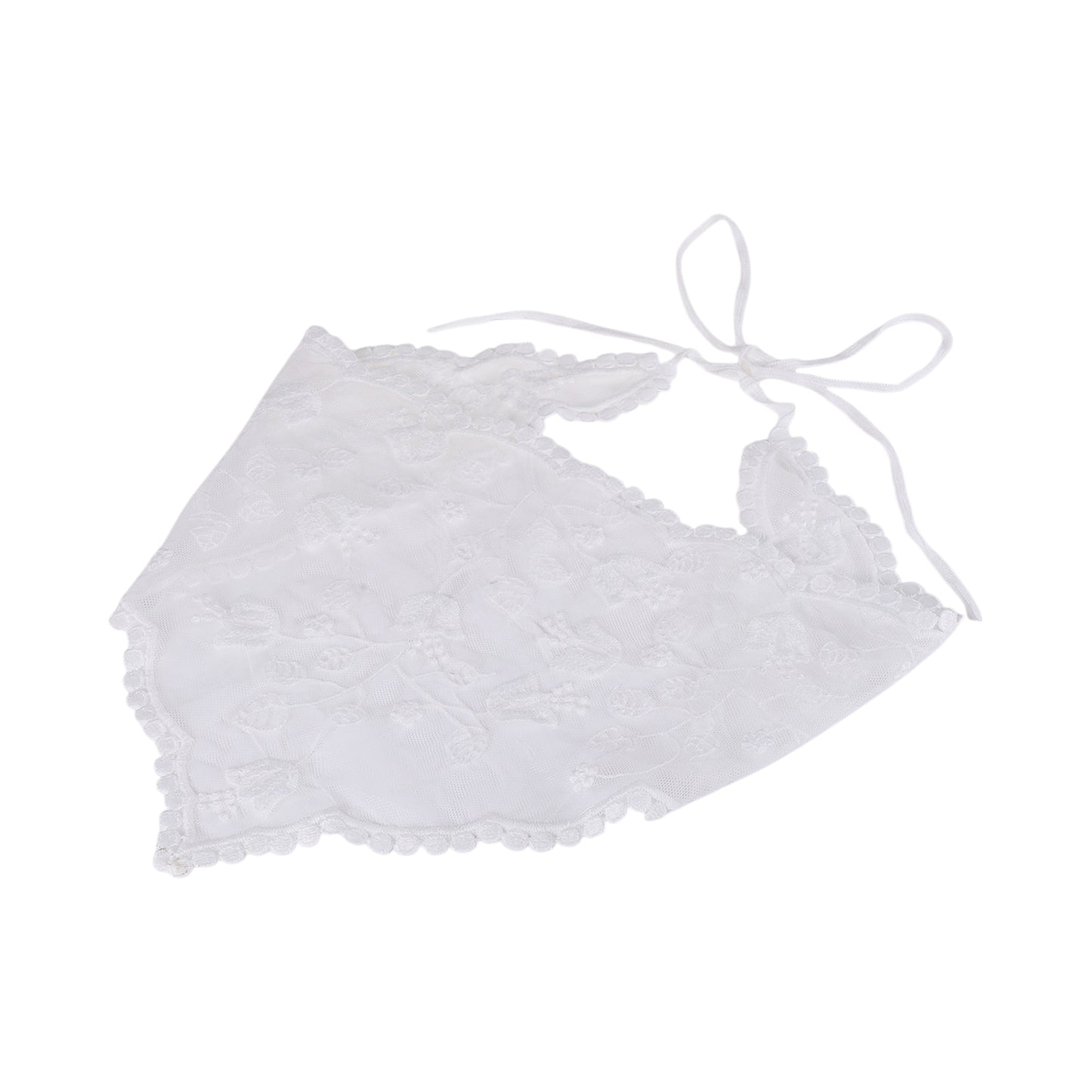 Flower French Lace Triangle Bandana for Women White 1 Pc