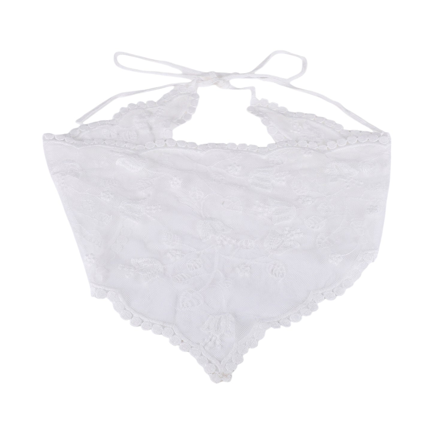 Flower French Lace Triangle Bandana for Women White 1 Pc