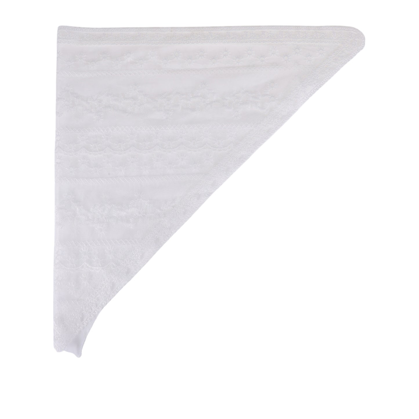 Vertical Flower French Lace Triangle Bandana for Women White 1 Pc