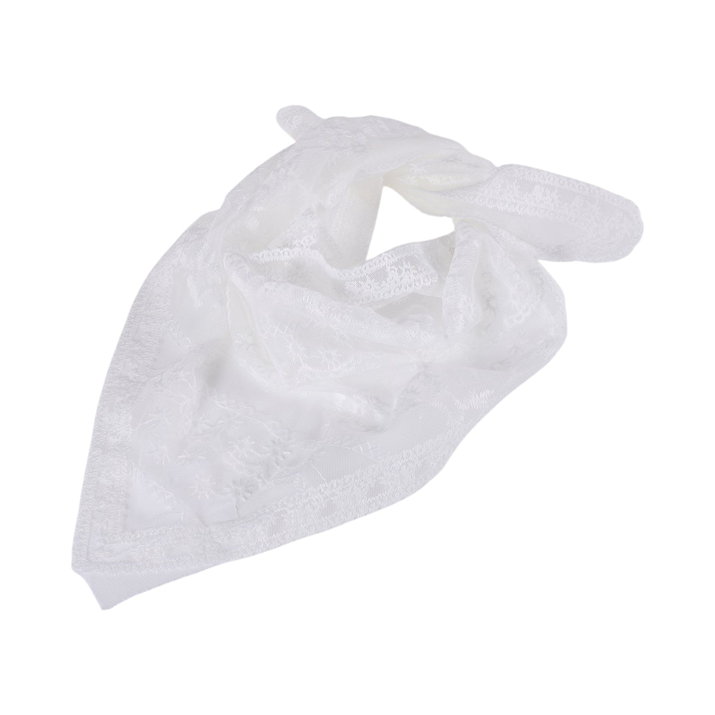 Vertical Flower French Lace Triangle Bandana for Women White 1 Pc