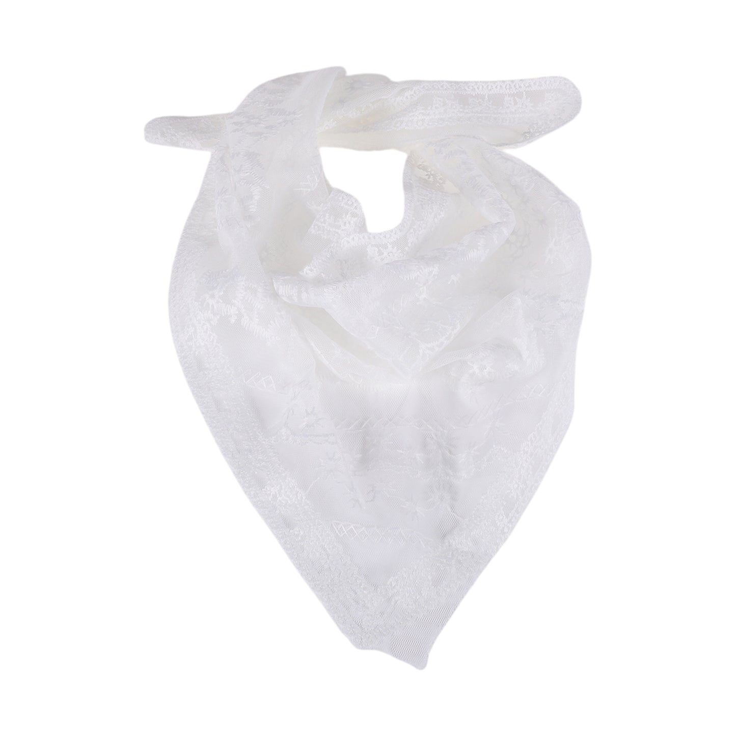 Vertical Flower French Lace Triangle Bandana for Women White 1 Pc