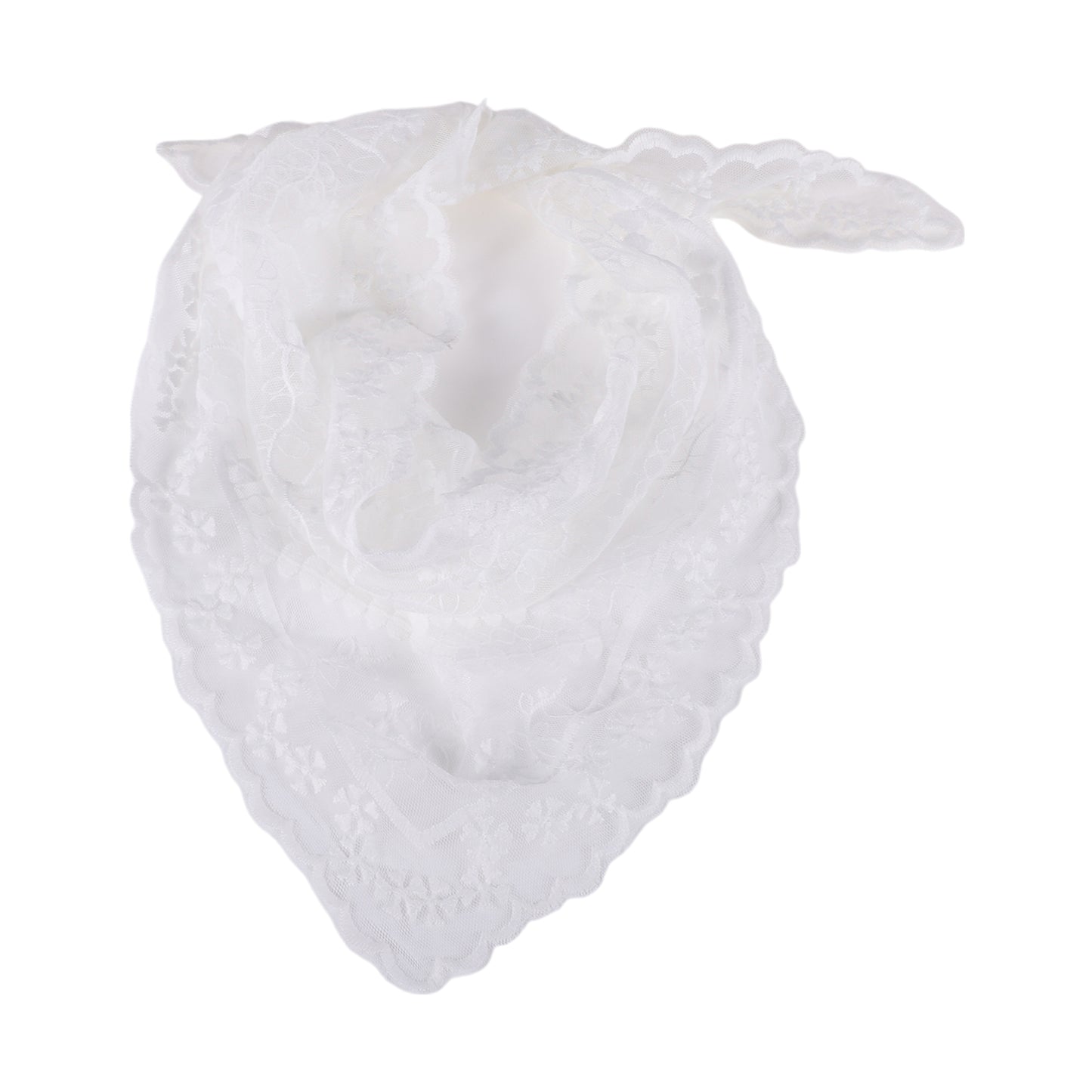Snowflake French Lace Triangle Bandana for Women White 1 Pc