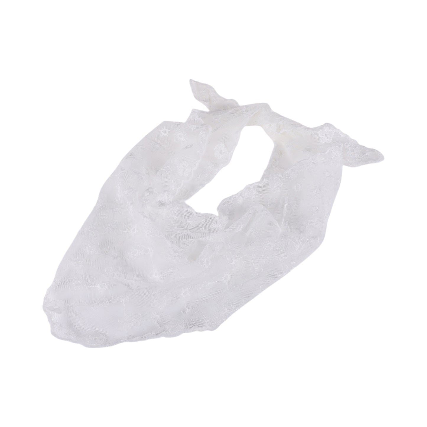 Five-petal Flower French Lace Triangle Bandana for Women White 1 Pc