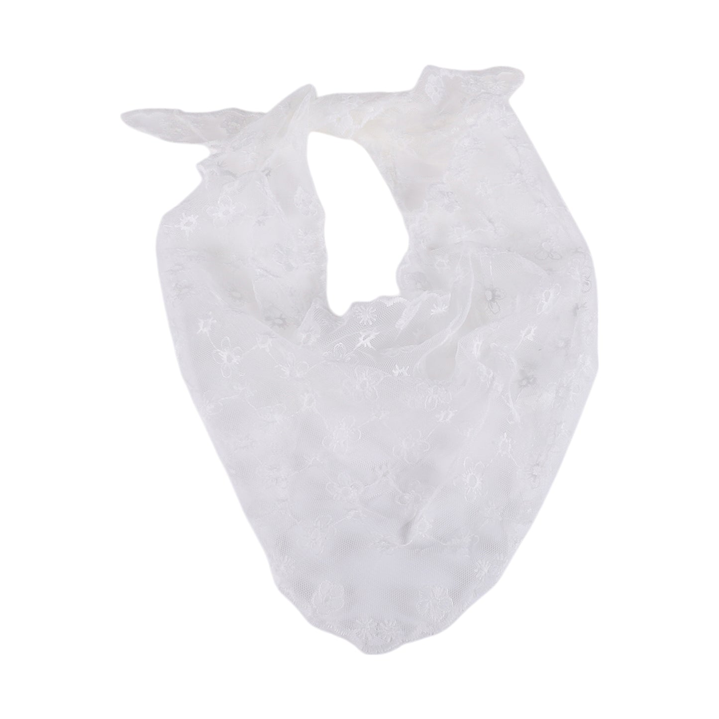 Five-petal Flower French Lace Triangle Bandana for Women White 1 Pc