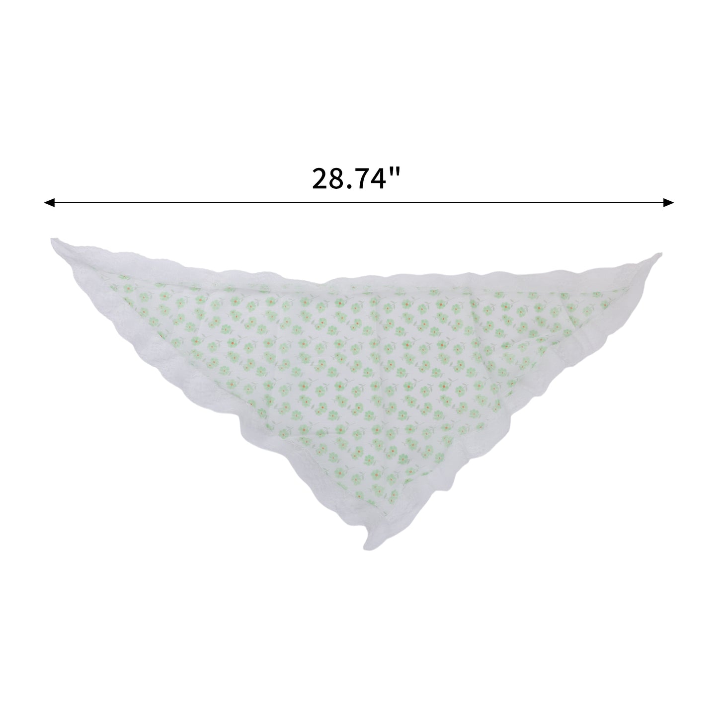 Green Little Flower French Lace Triangle Bandana for Women Beige 1 Pc