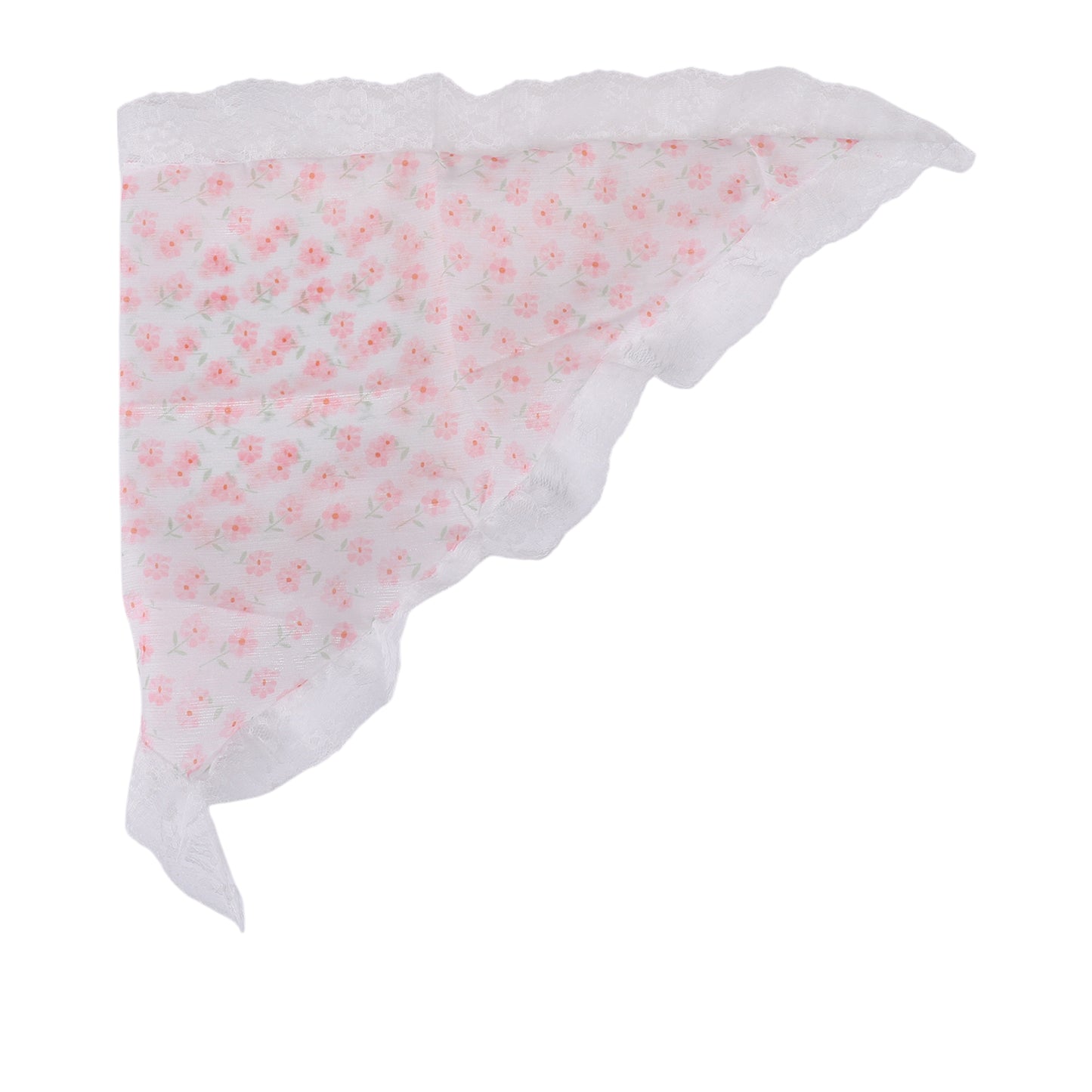 Little Flower French Lace Triangle Bandana for Women Beige Pink 1 Pc