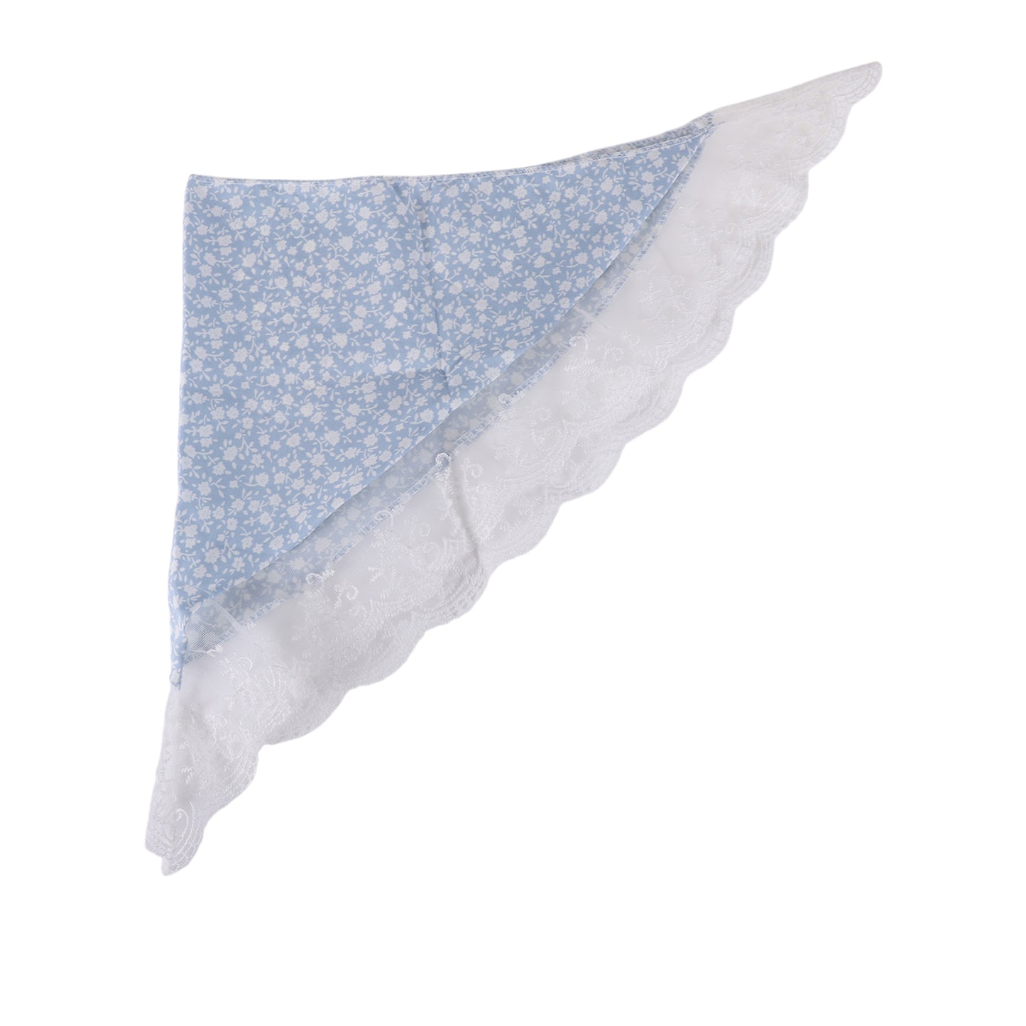 Floral French Lace Triangle Bandana for Women Blue 1 Pc