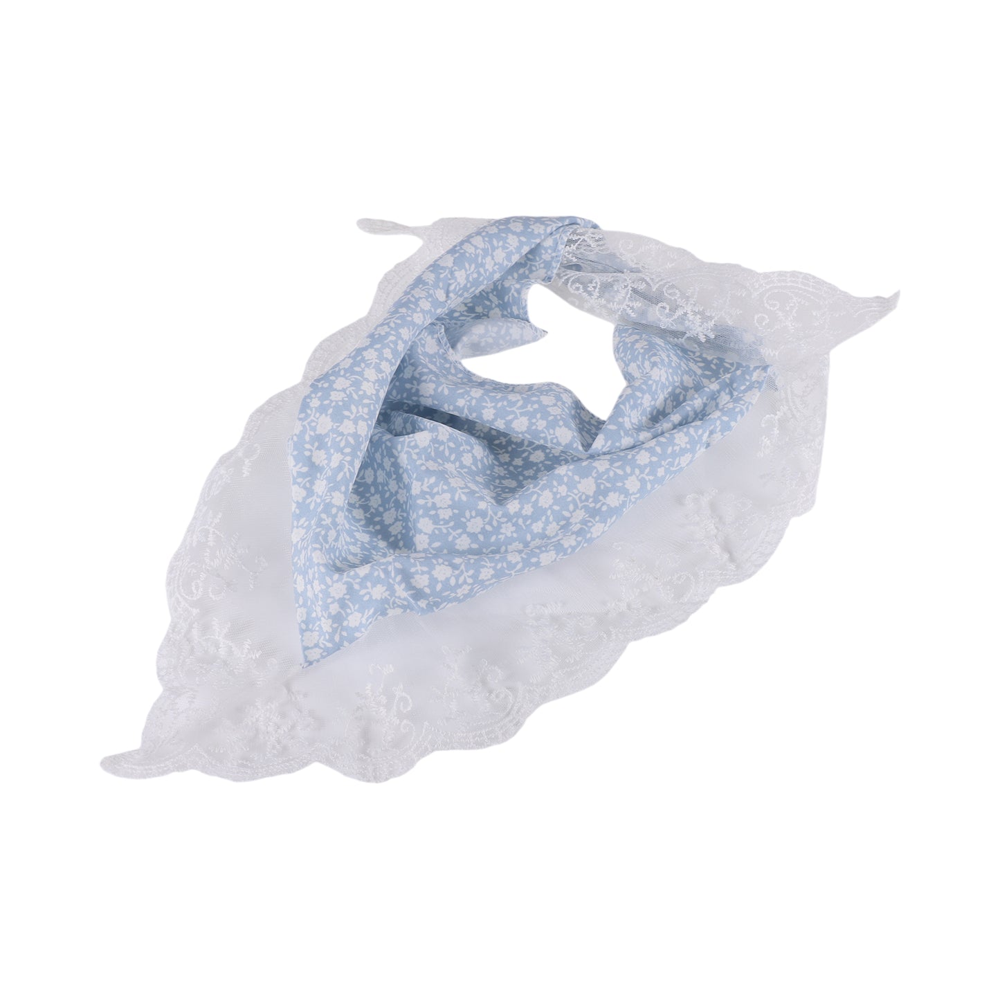 Bandana triangular de encaje francés floral para mujer, azul, 1 unidad
