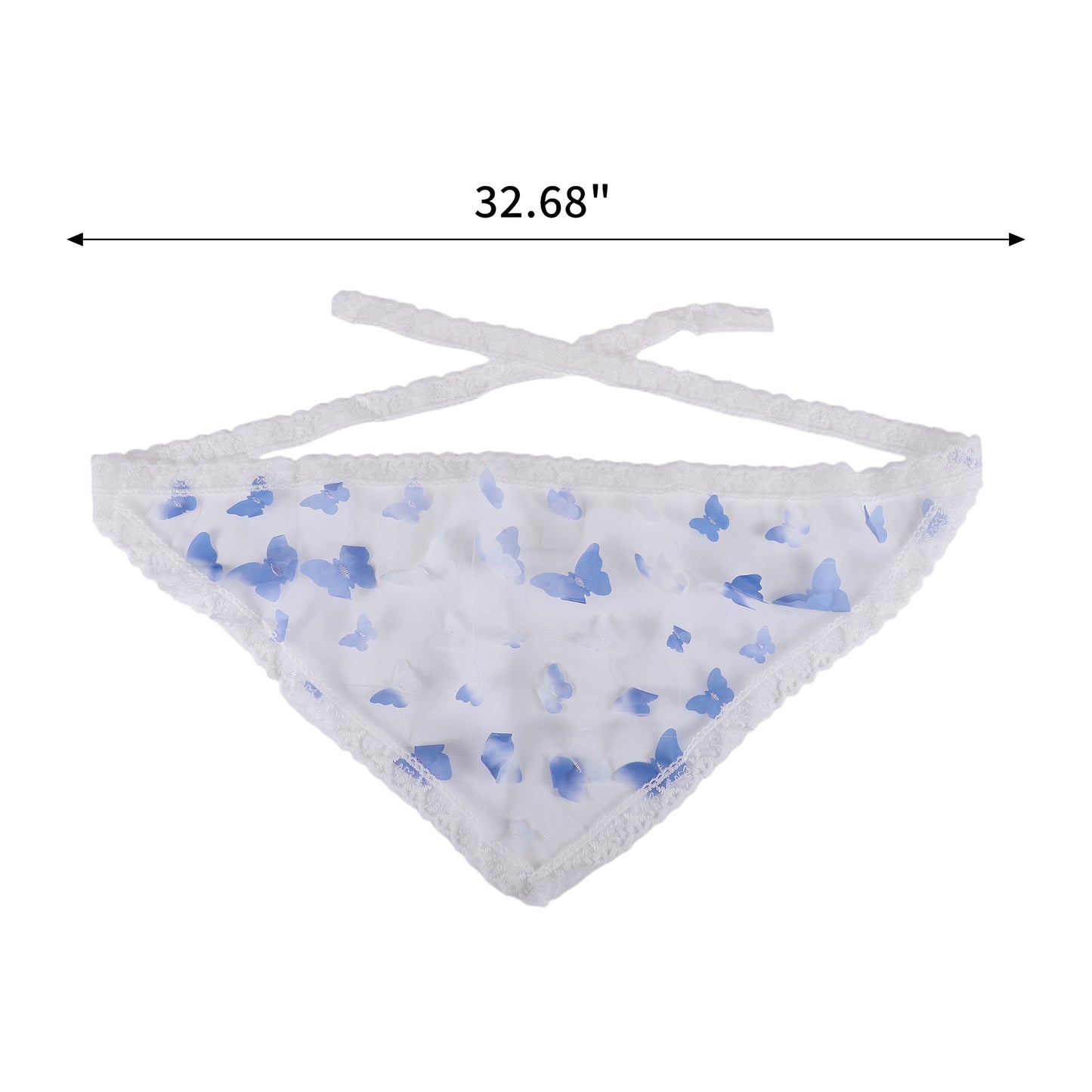 Butterfly French Lace Triangle Bandana for Women Beige Purple 1 Pc