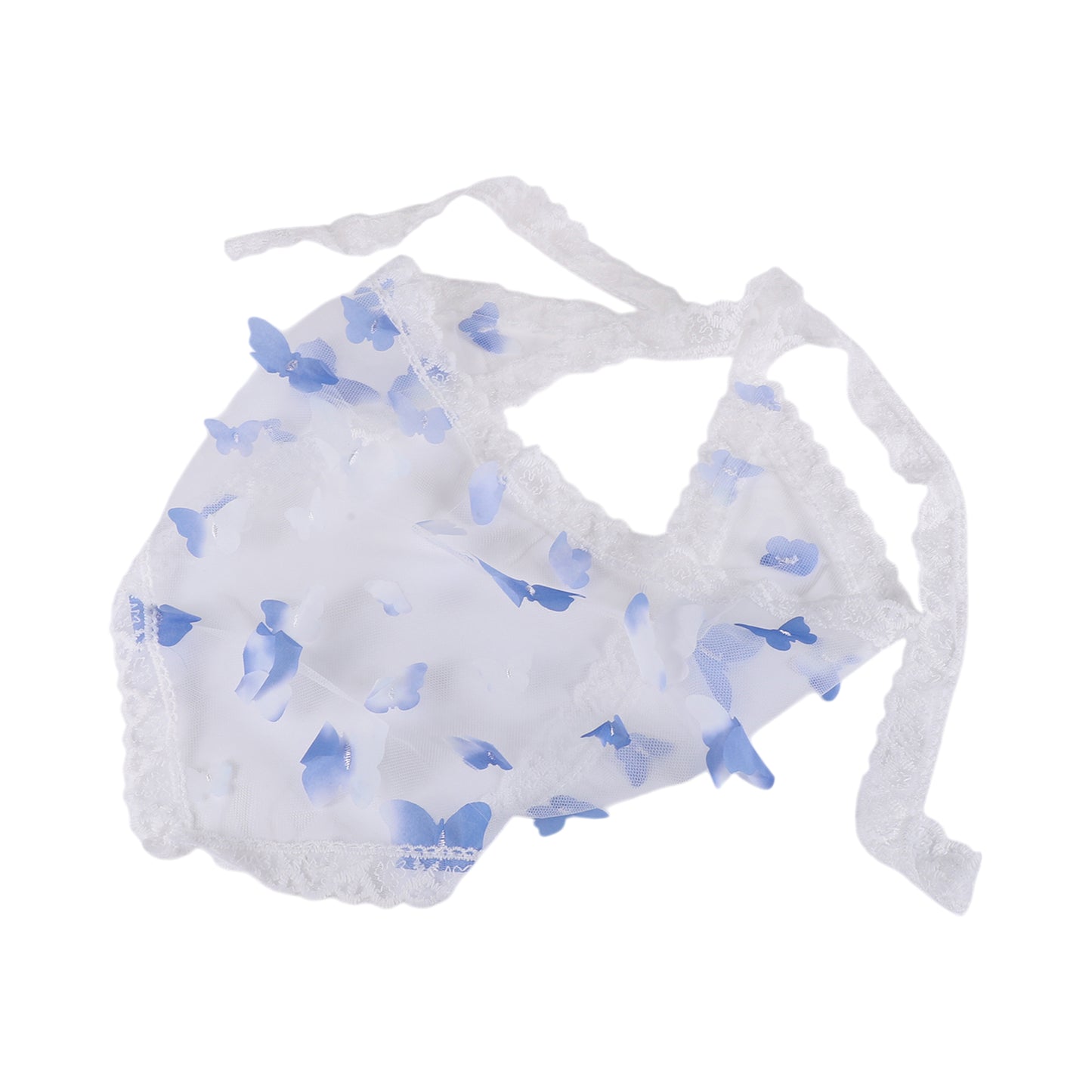 Butterfly French Lace Triangle Bandana for Women Beige Purple 1 Pc