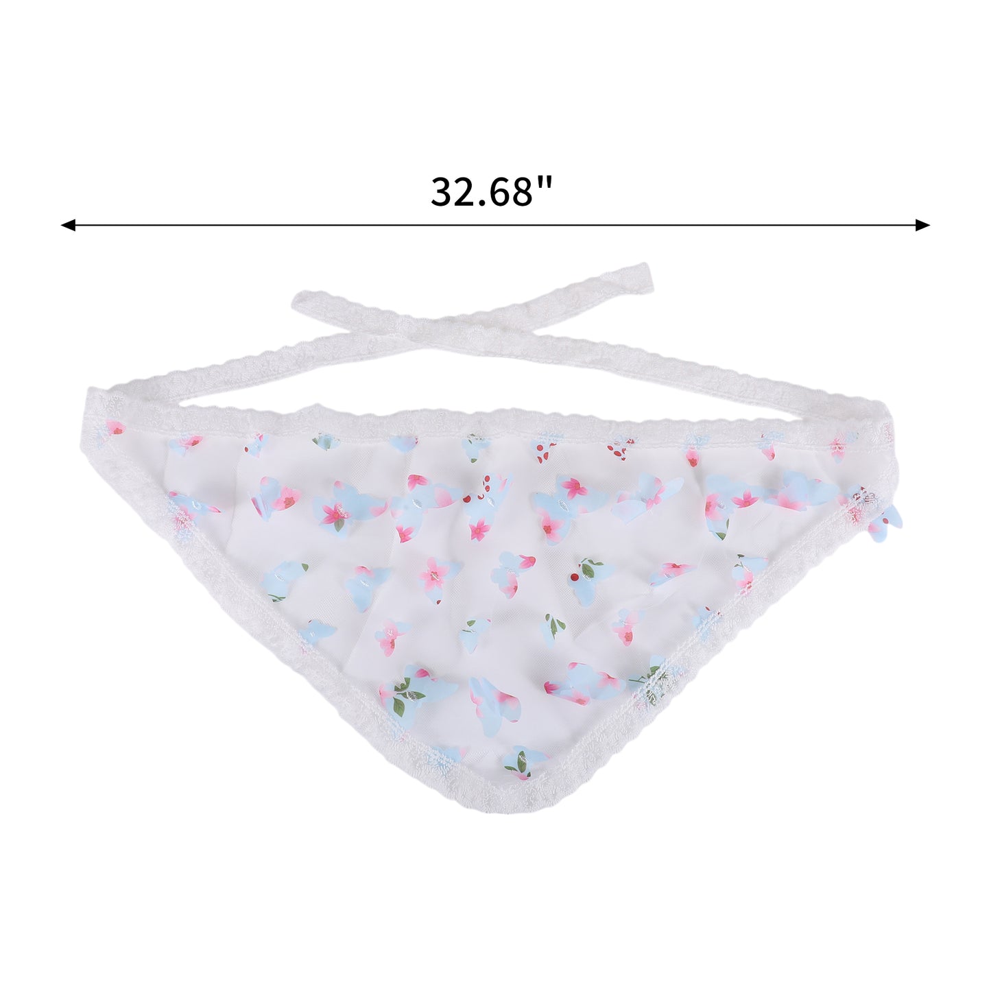 Butterfly Flower French Lace Triangle Bandana for Women Beige Pink 1 Pc