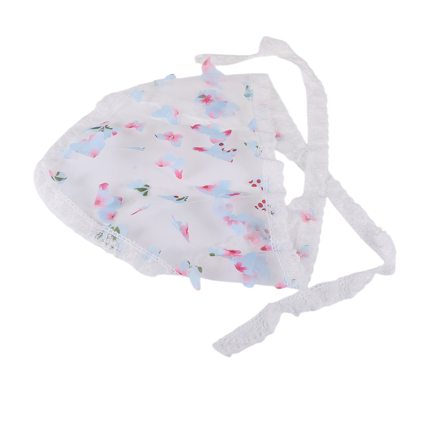 Butterfly Flower French Lace Triangle Bandana for Women Beige Pink 1 Pc