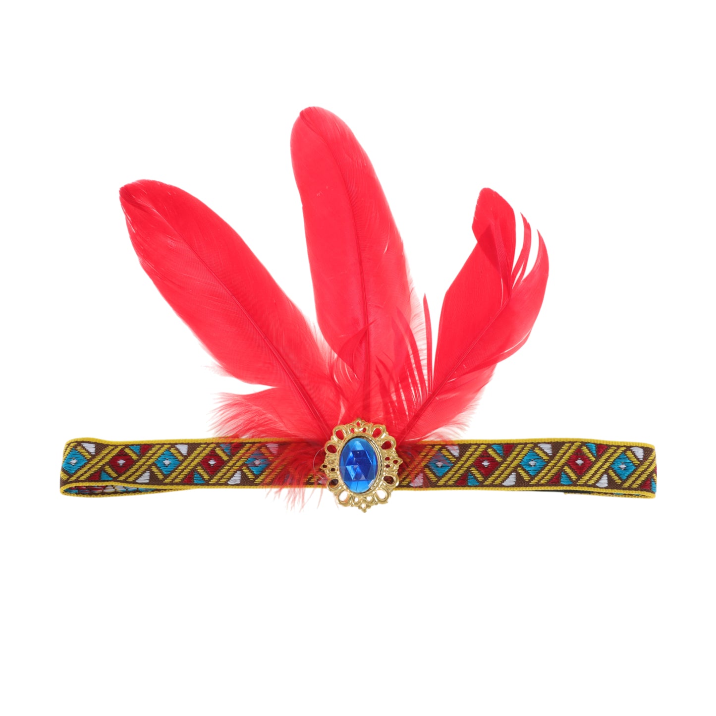 Feather Elastic Band Headband for Women Red 1 Pc