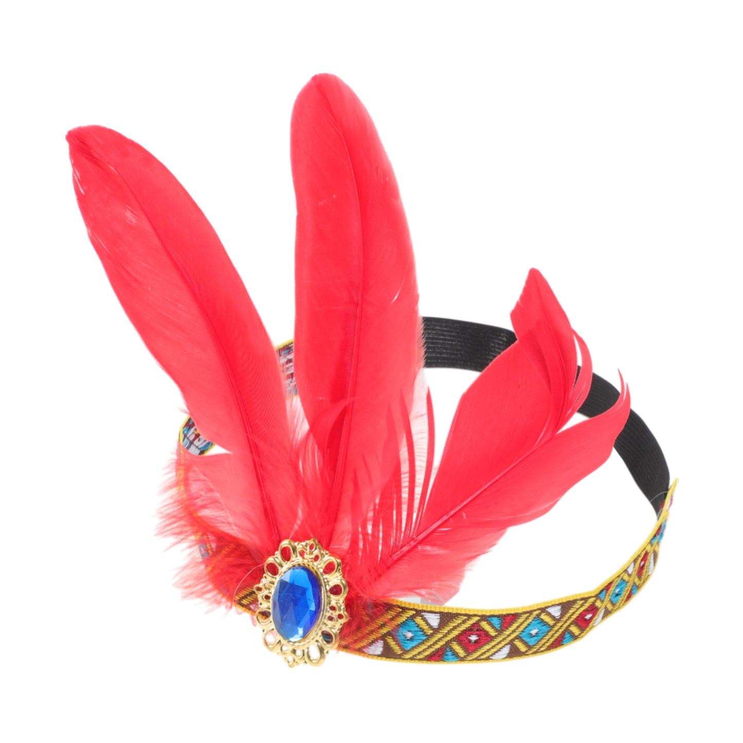 Feather Elastic Band Headband for Women Red 1 Pc