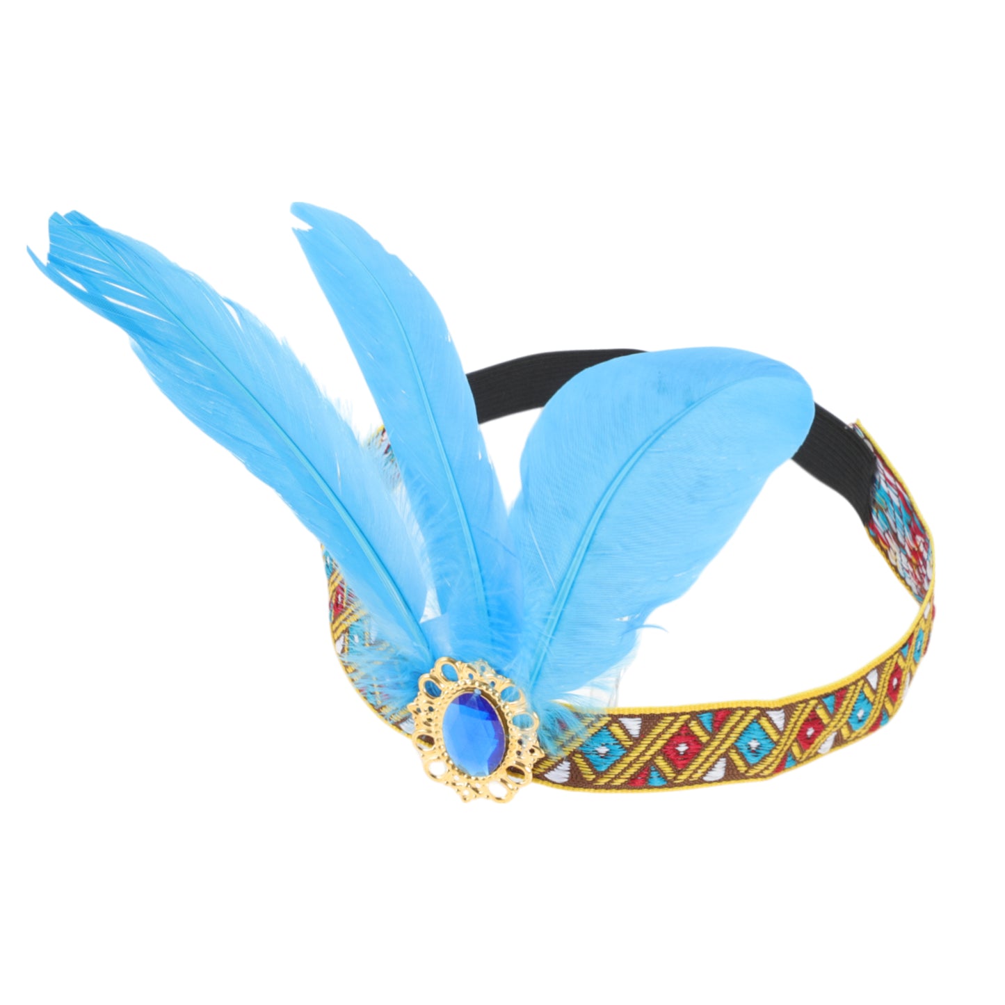 Feather Elastic Band Headband for Women Lake Blue 1 Pc