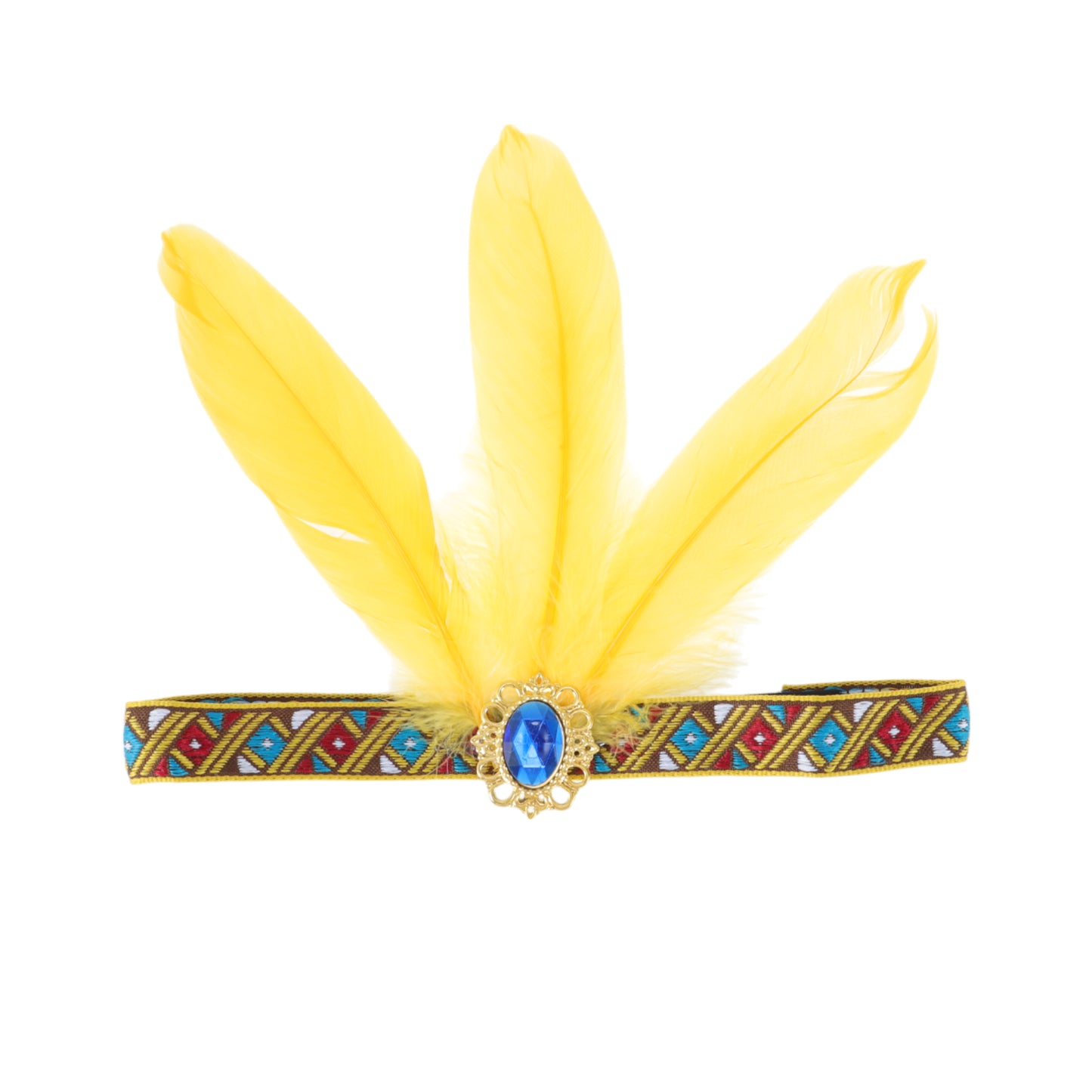 Feather Elastic Band Headband for Women Gold Tone Yellow 1 Pc