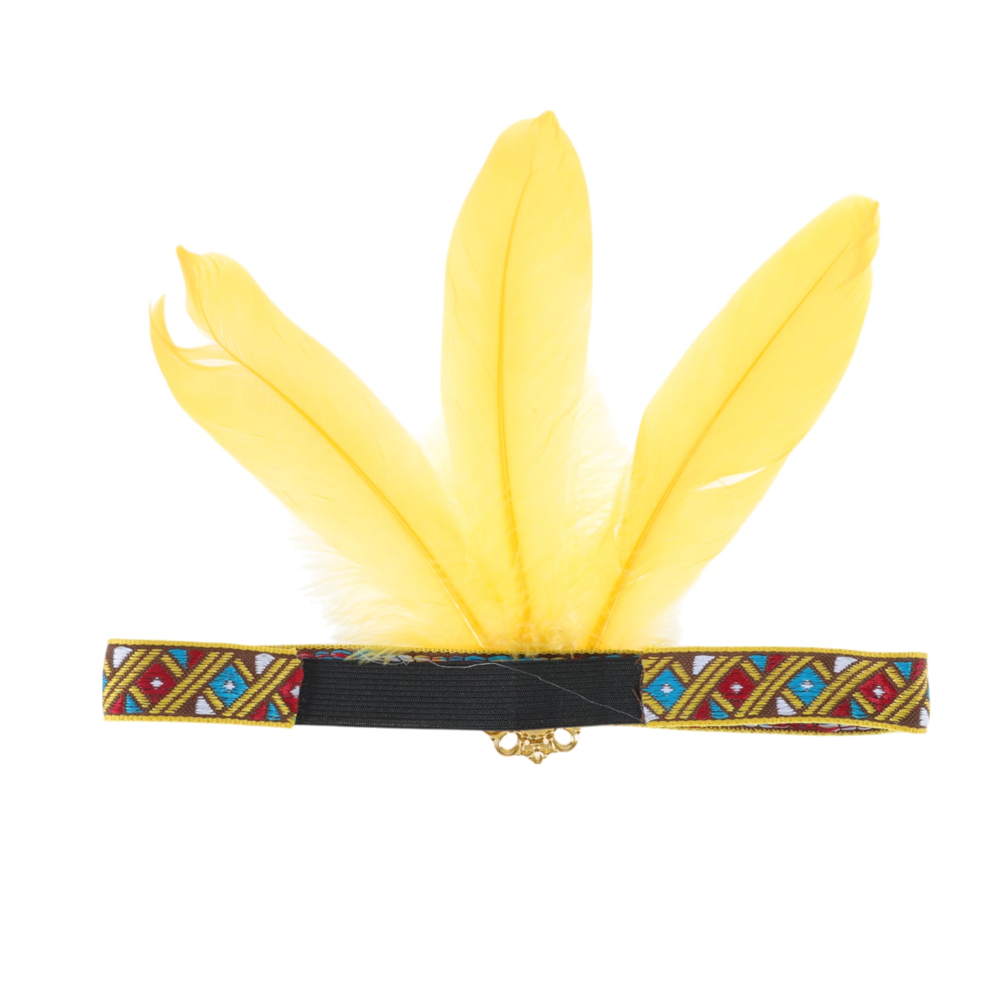 Feather Elastic Band Headband for Women Gold Tone Yellow 1 Pc