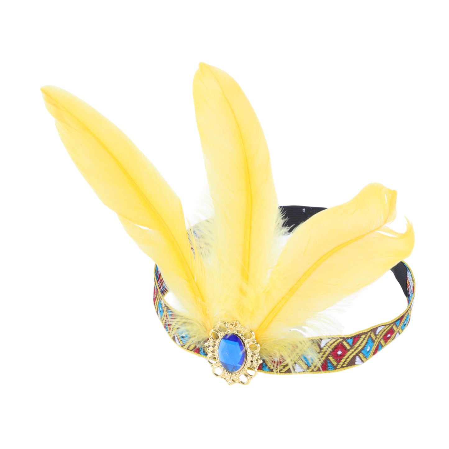 Feather Elastic Band Headband for Women Gold Tone Yellow 1 Pc