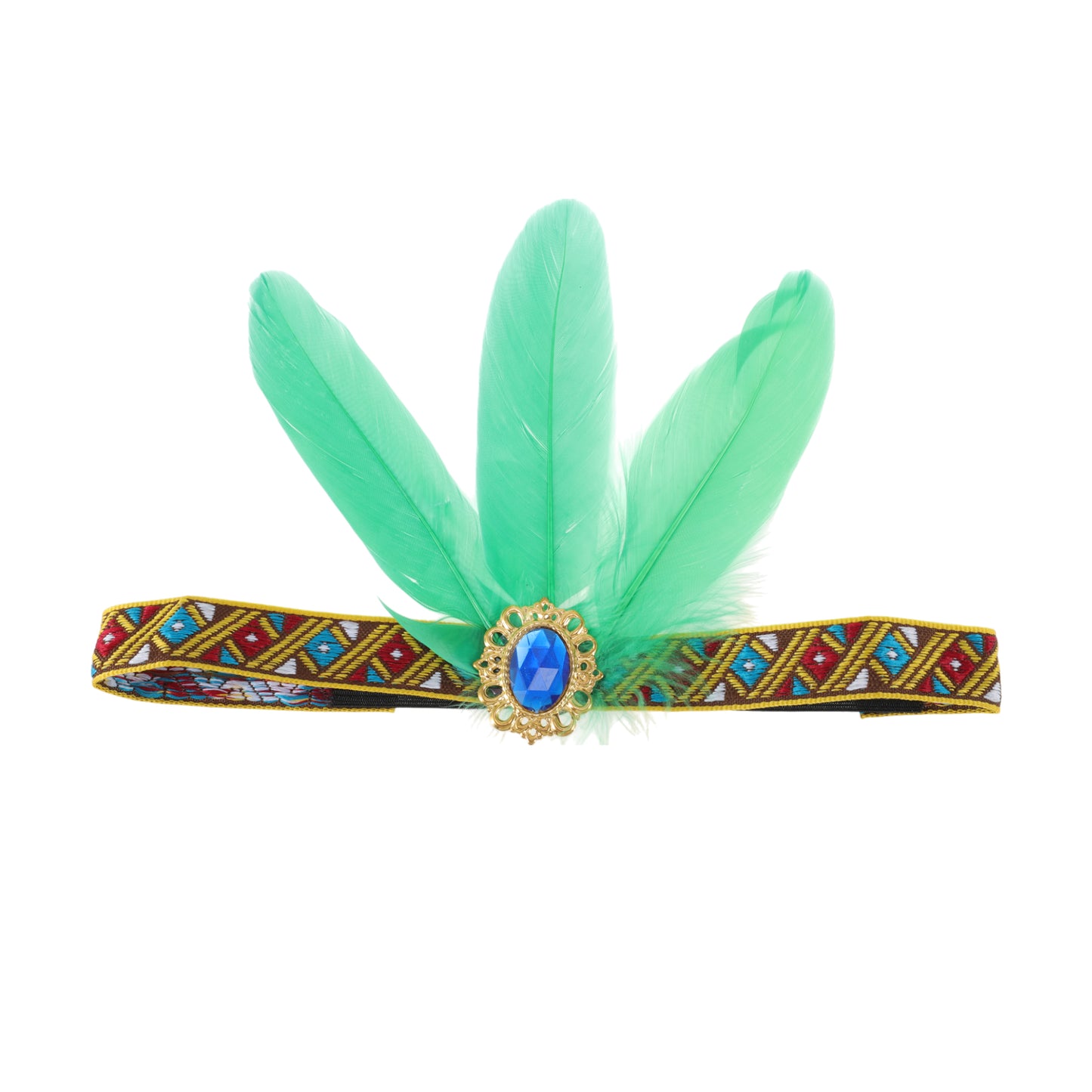 Diadema elástica con plumas para mujer, color verde, 1 unidad