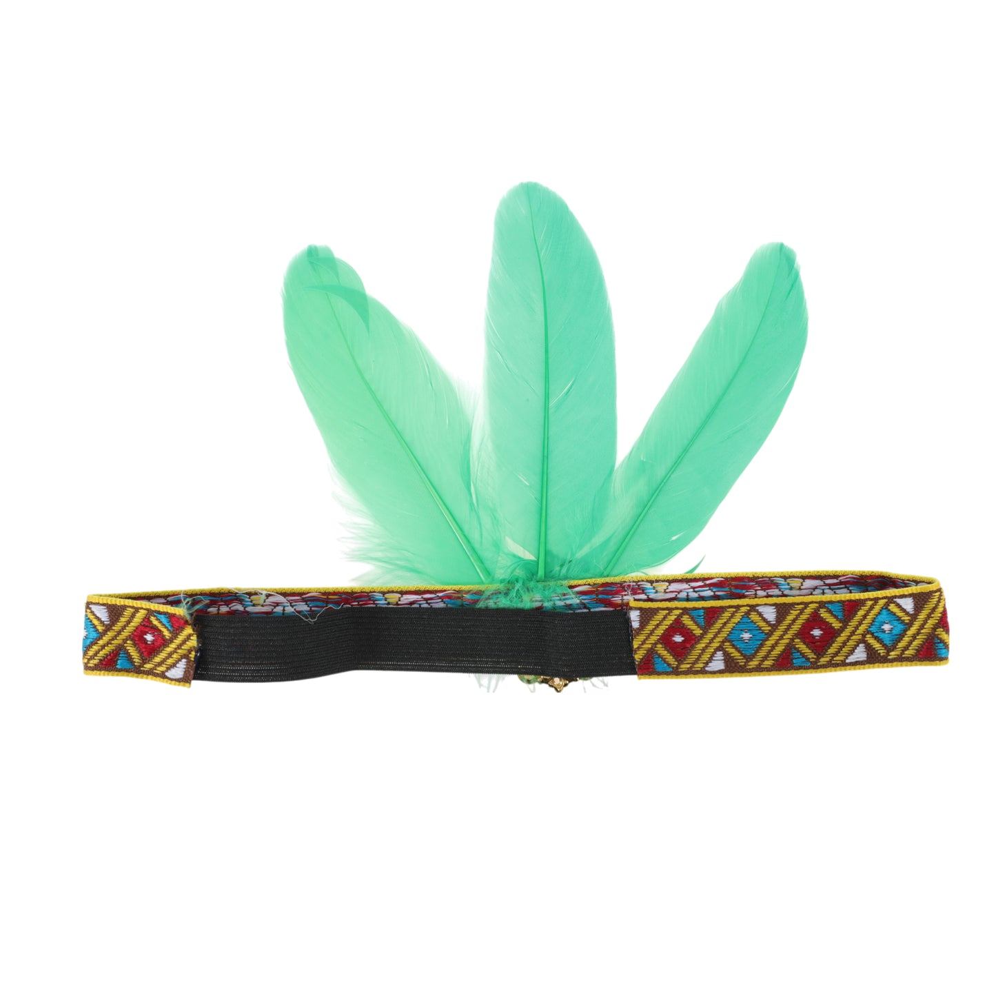 Diadema elástica con plumas para mujer, color verde, 1 unidad