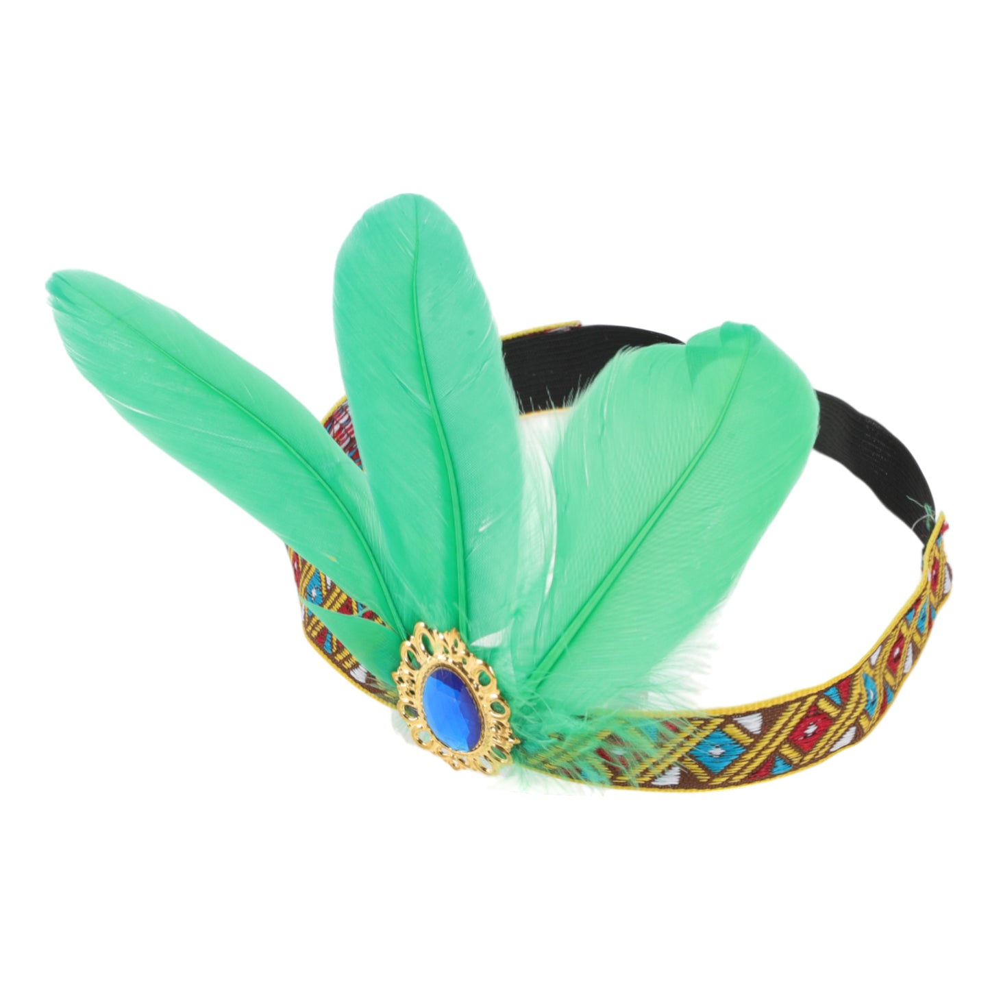 Diadema elástica con plumas para mujer, color verde, 1 unidad