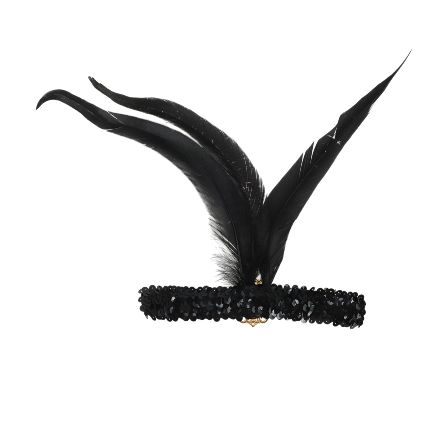 Feather Sequins Headband for Women Black 1 Pc