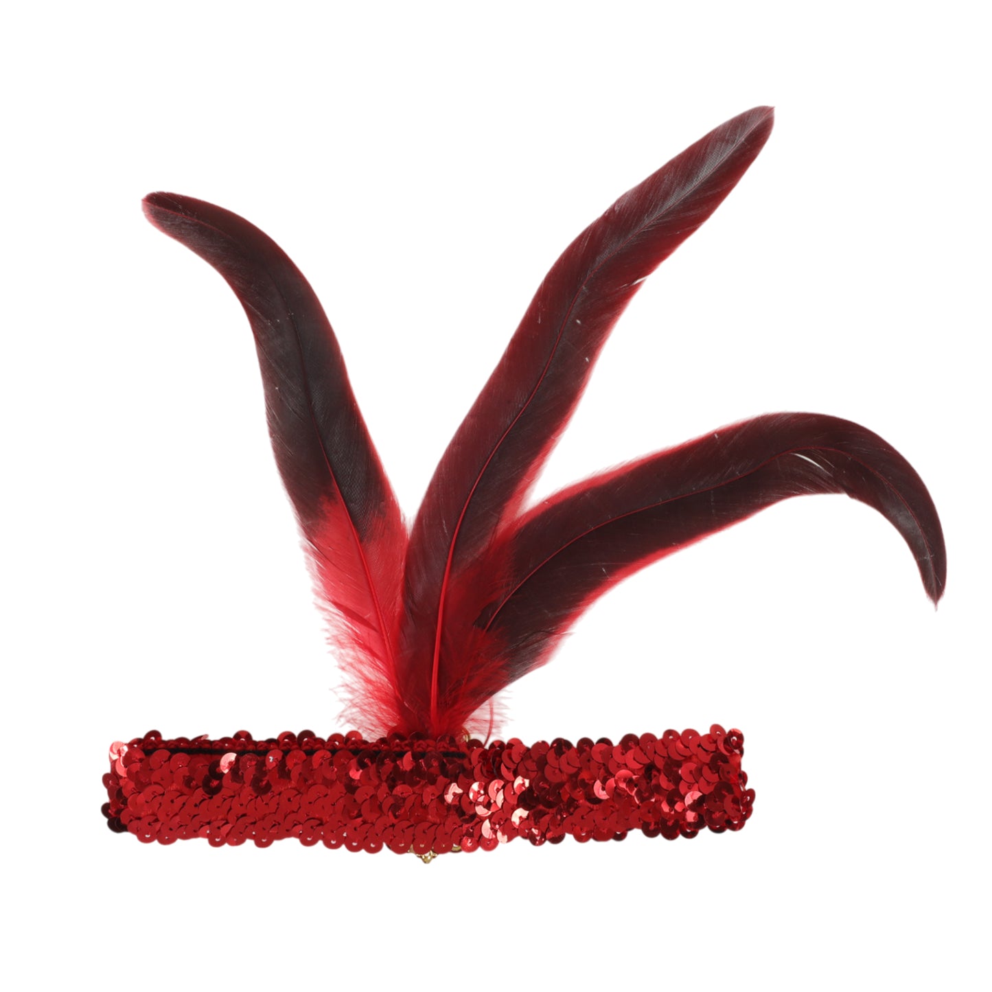 Feather Sequins Headband for Women Red 1 Pc