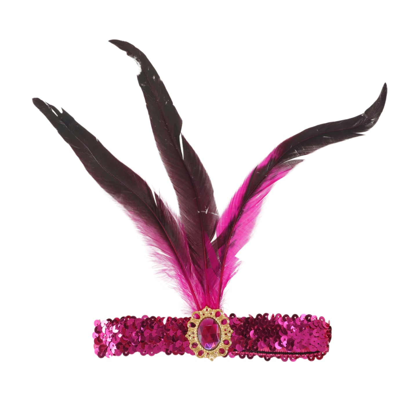 Feather Sequins Headband for Women Rose Red 1 Pc