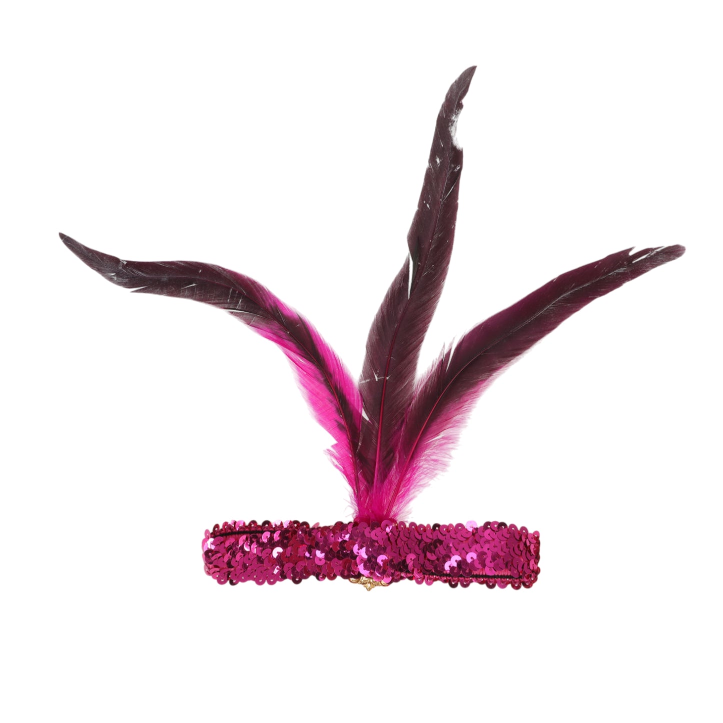 Feather Sequins Headband for Women Rose Red 1 Pc