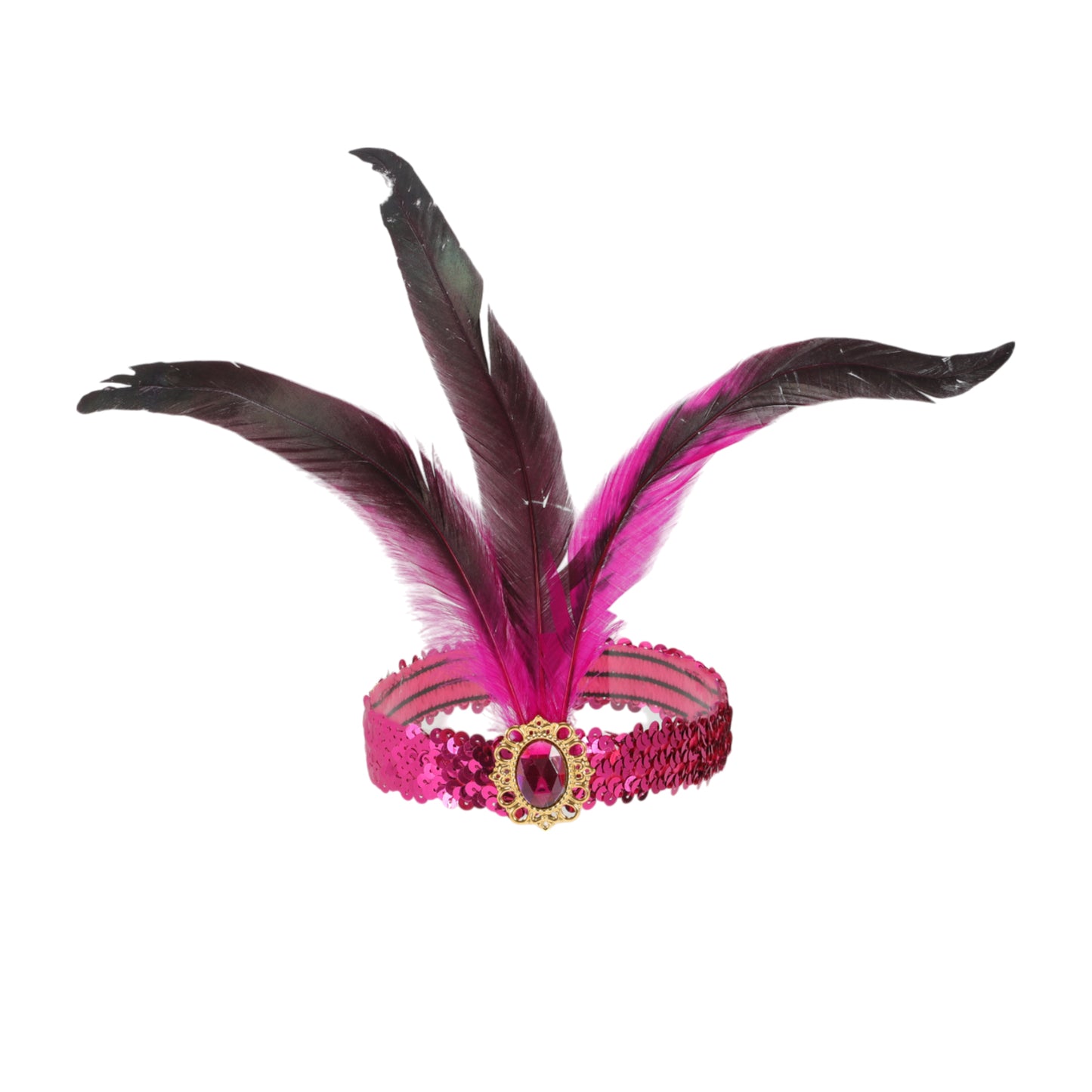 Feather Sequins Headband for Women Rose Red 1 Pc