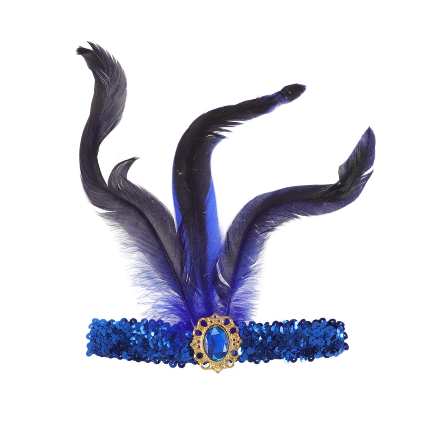 Feather Sequins Headband for Women Blue 1 Pc