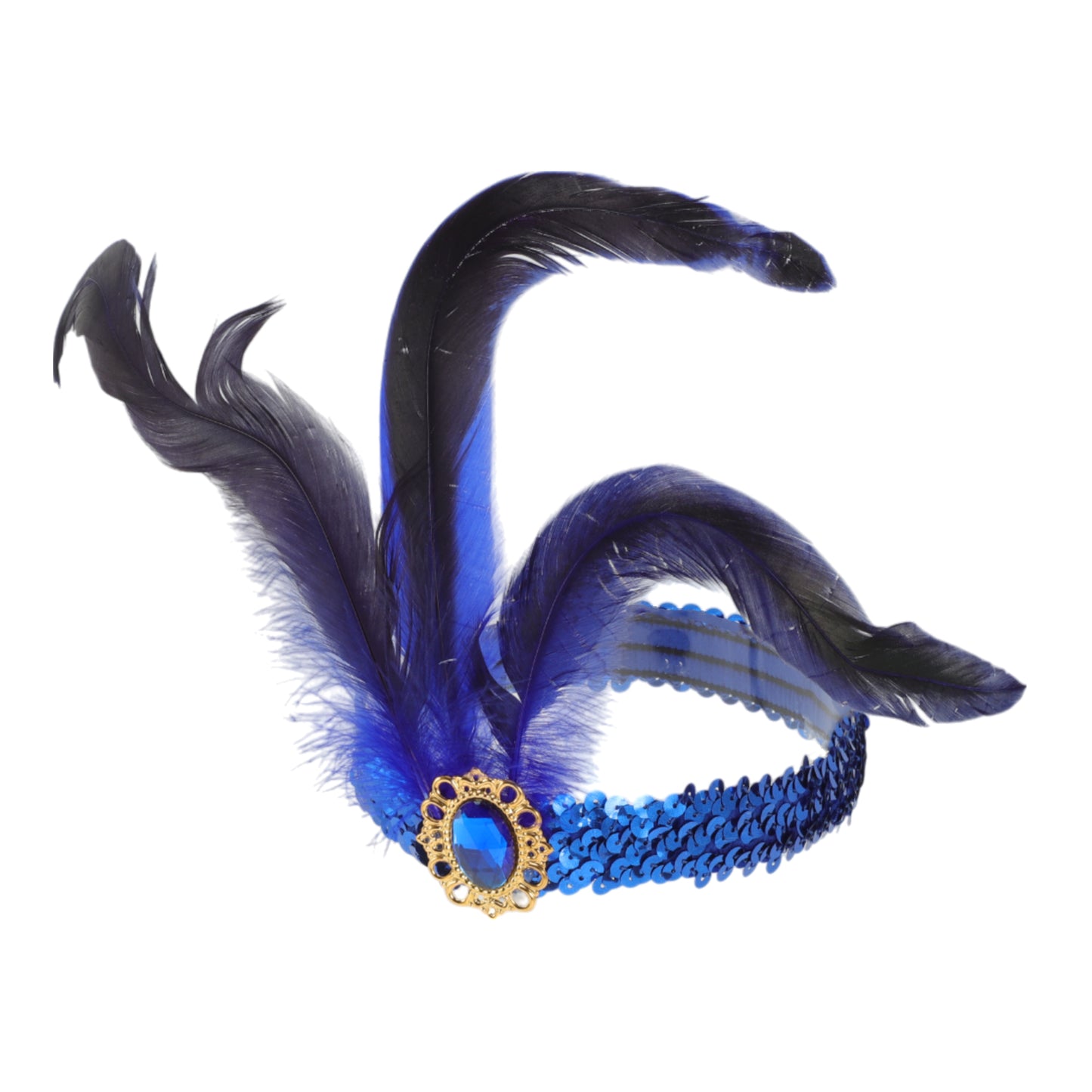 Feather Sequins Headband for Women Blue 1 Pc
