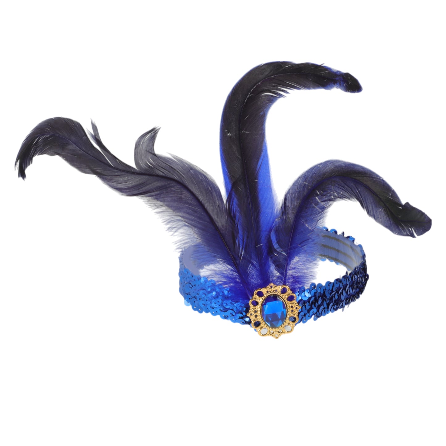 Feather Sequins Headband for Women Blue 1 Pc