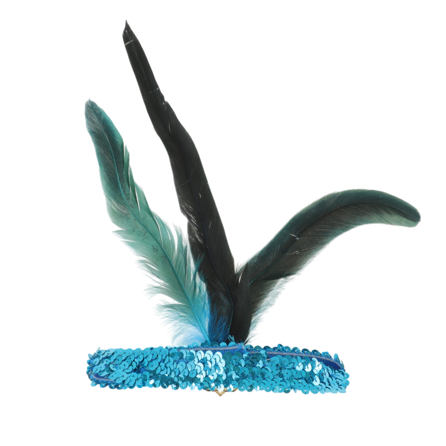 Feather Sequins Headband for Women Lake Blue 1 Pc