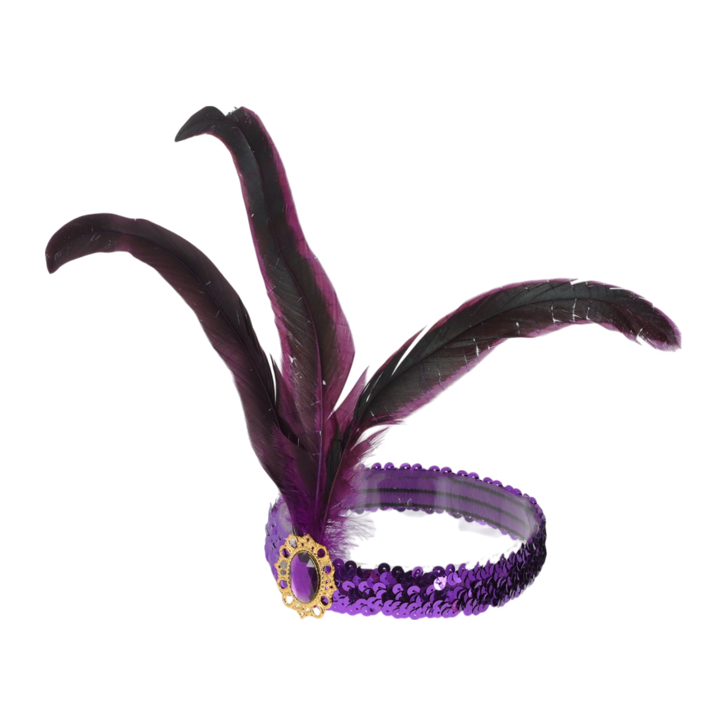 Feather Sequins Headband for Women Purple 1 Pc
