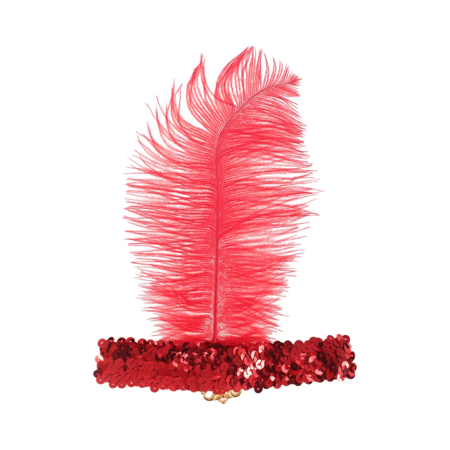 Diadema con plumas y lentejuelas de imitación de diamante para mujer, color rojo, 1 unidad