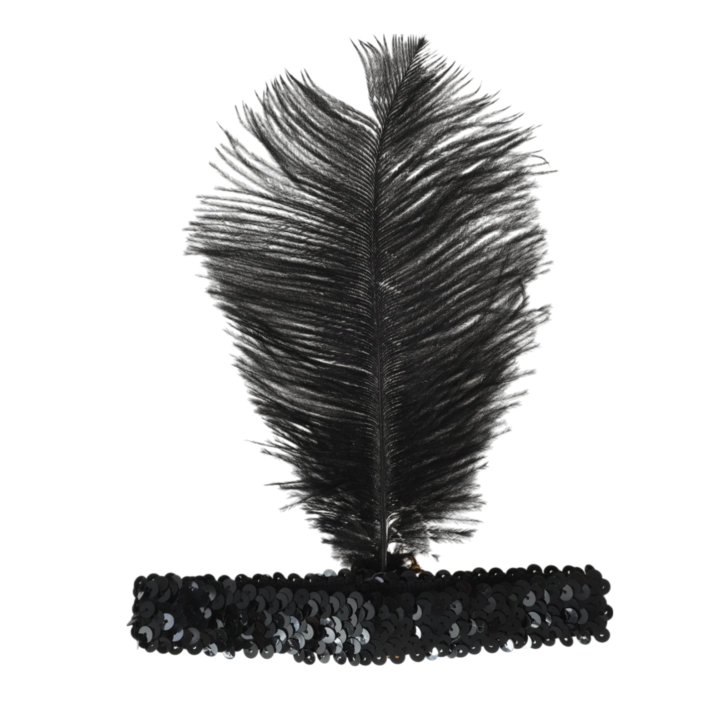 Feather Faux Diamond Sequins Headband for Women Black 1 Pc