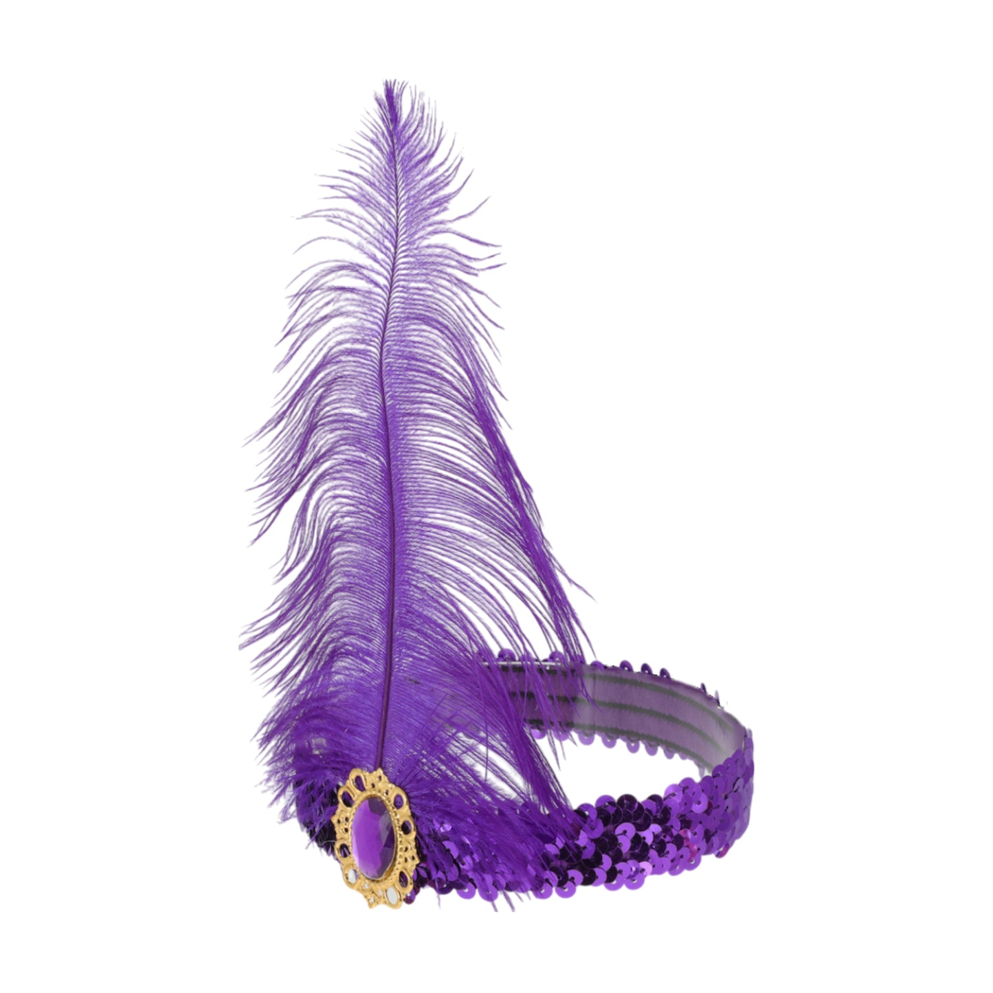 Feather Faux Diamond Sequins Headband for Women Dark Purple 1 Pc