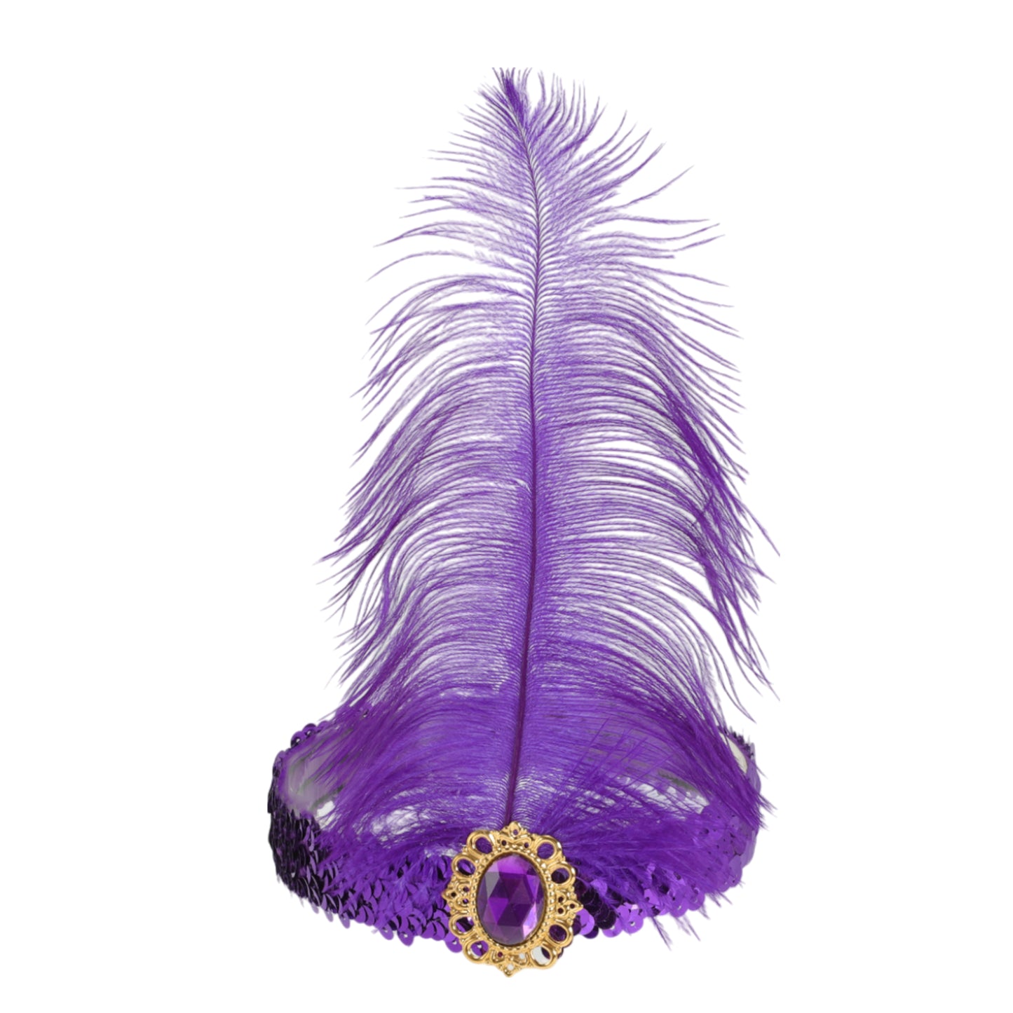 Feather Faux Diamond Sequins Headband for Women Dark Purple 1 Pc