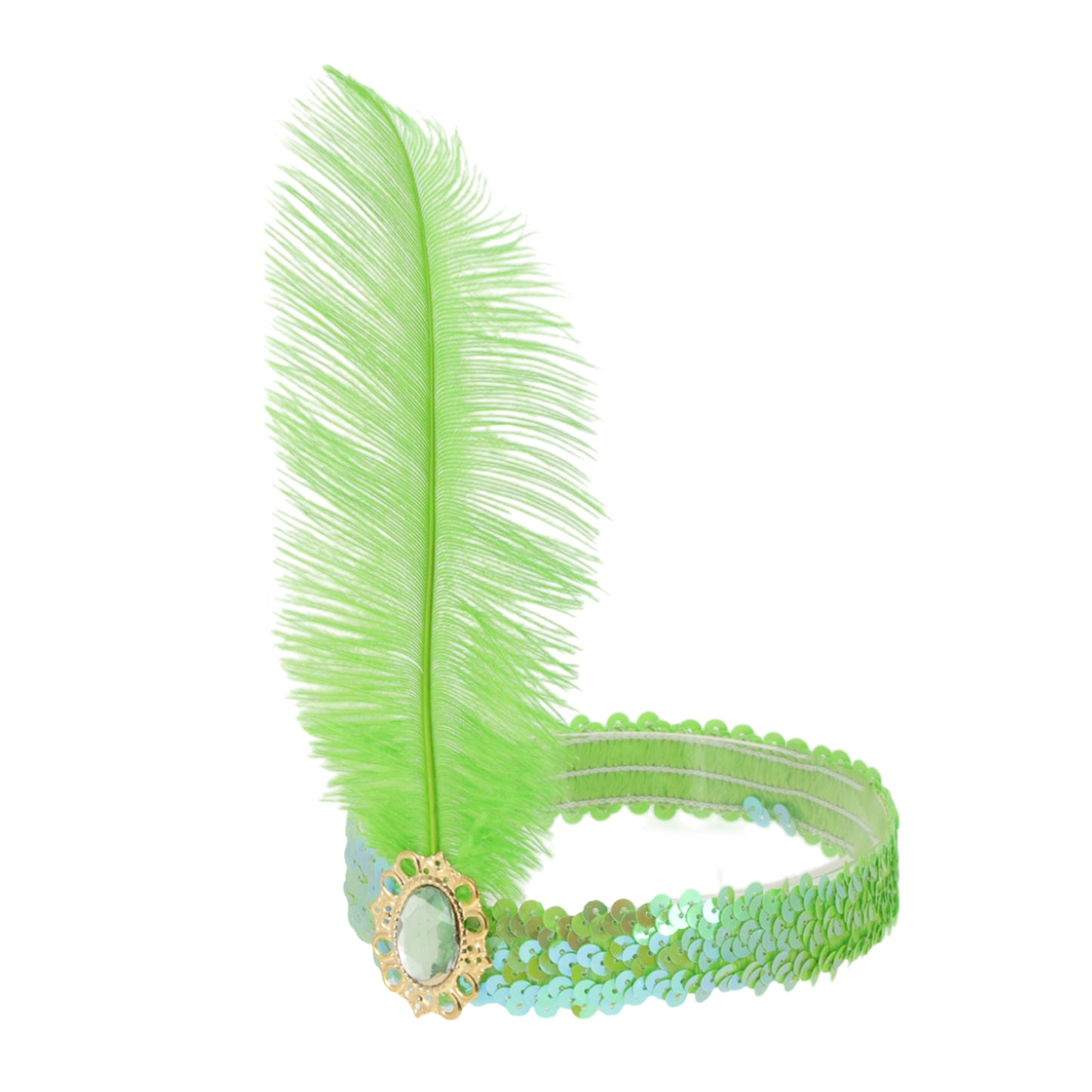 Feather Faux Diamond Sequins Headband for Women Light Green 1 Pc