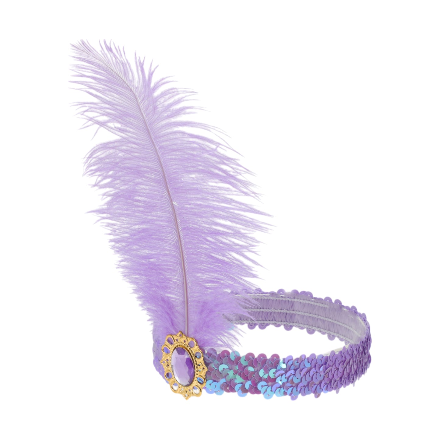 Feather Faux Diamond Sequins Headband for Women Light Purple 1 Pc
