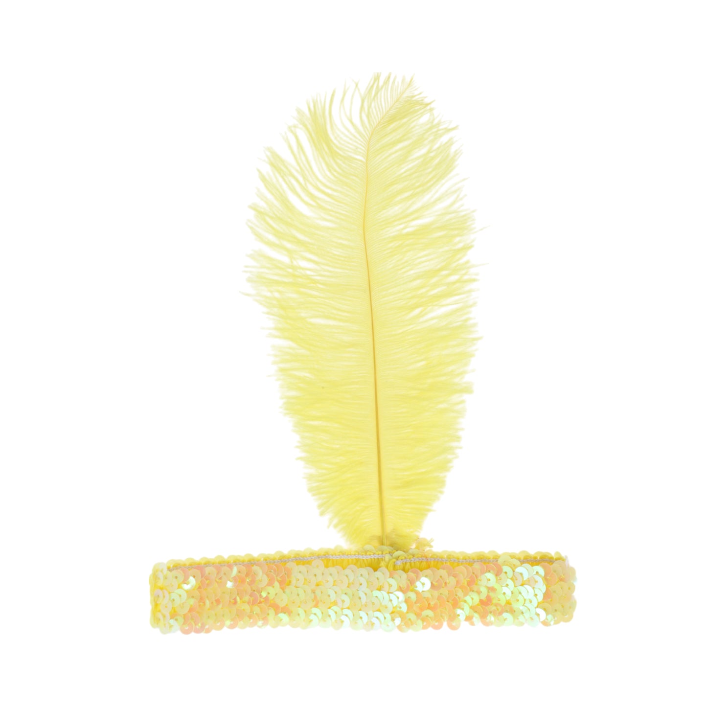 Diadema con plumas y lentejuelas de imitación de diamante para mujer, color amarillo, 1 unidad