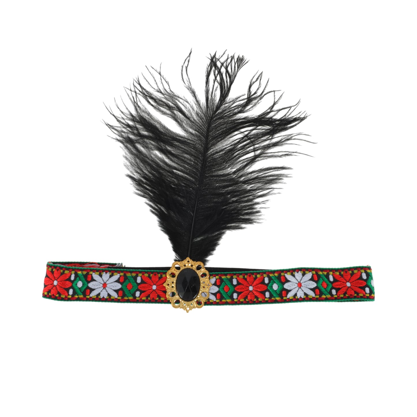 Tribal Style Feather Headband for Women Black 1 Pc