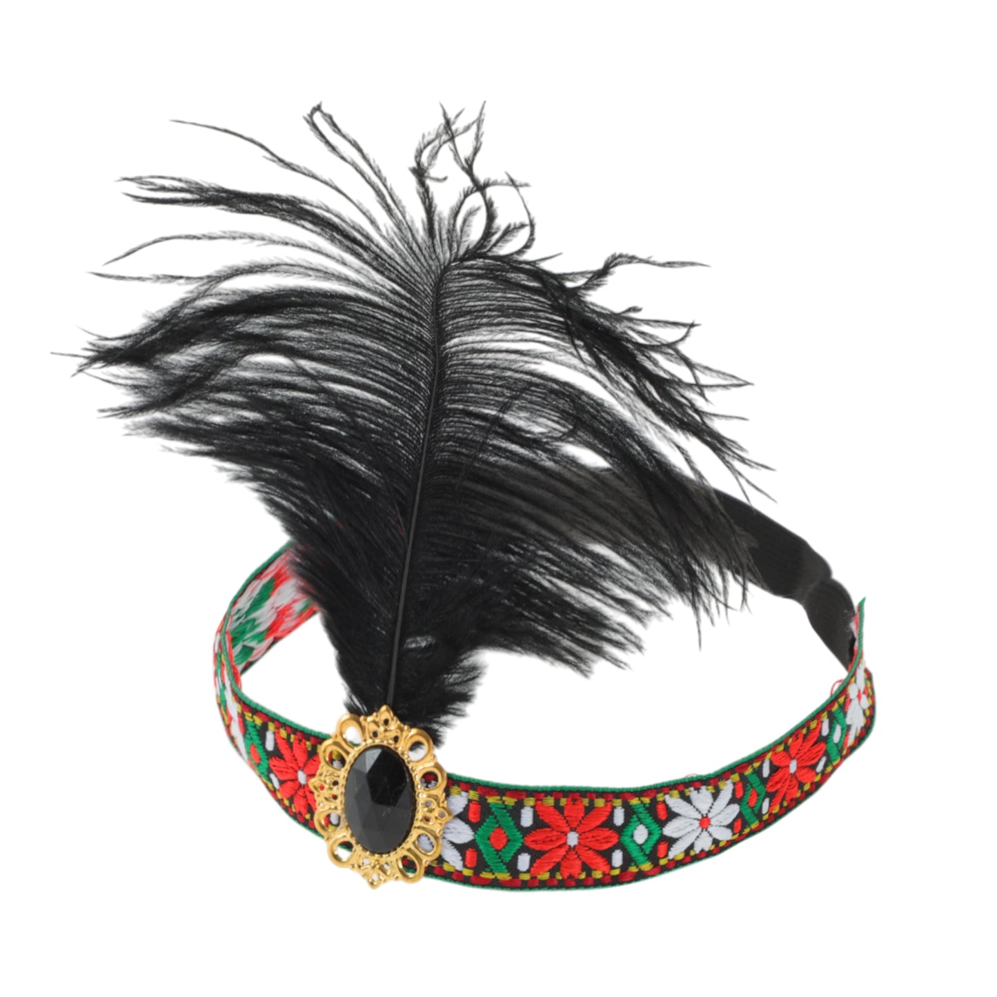 Tribal Style Feather Headband for Women Black 1 Pc